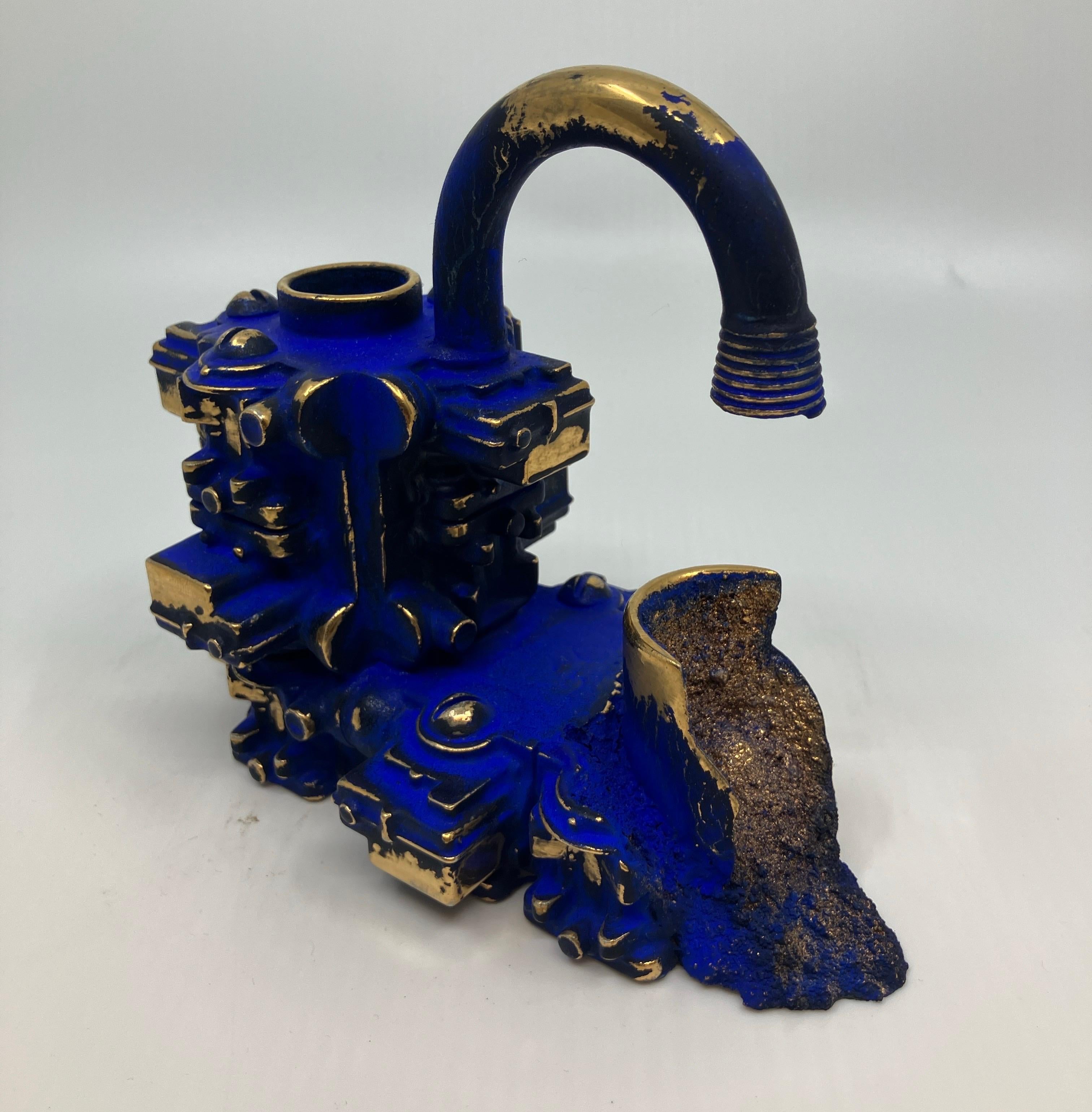 Contemporary, Ceramic, Sculpture, Gold Luster, Euclidean Crucible with Spigot

Born in Detroit, Steven Montgomery’s work revels in a history of industry and aging as the artist uses porcelain to produce intricate mechanical forms with the appearance