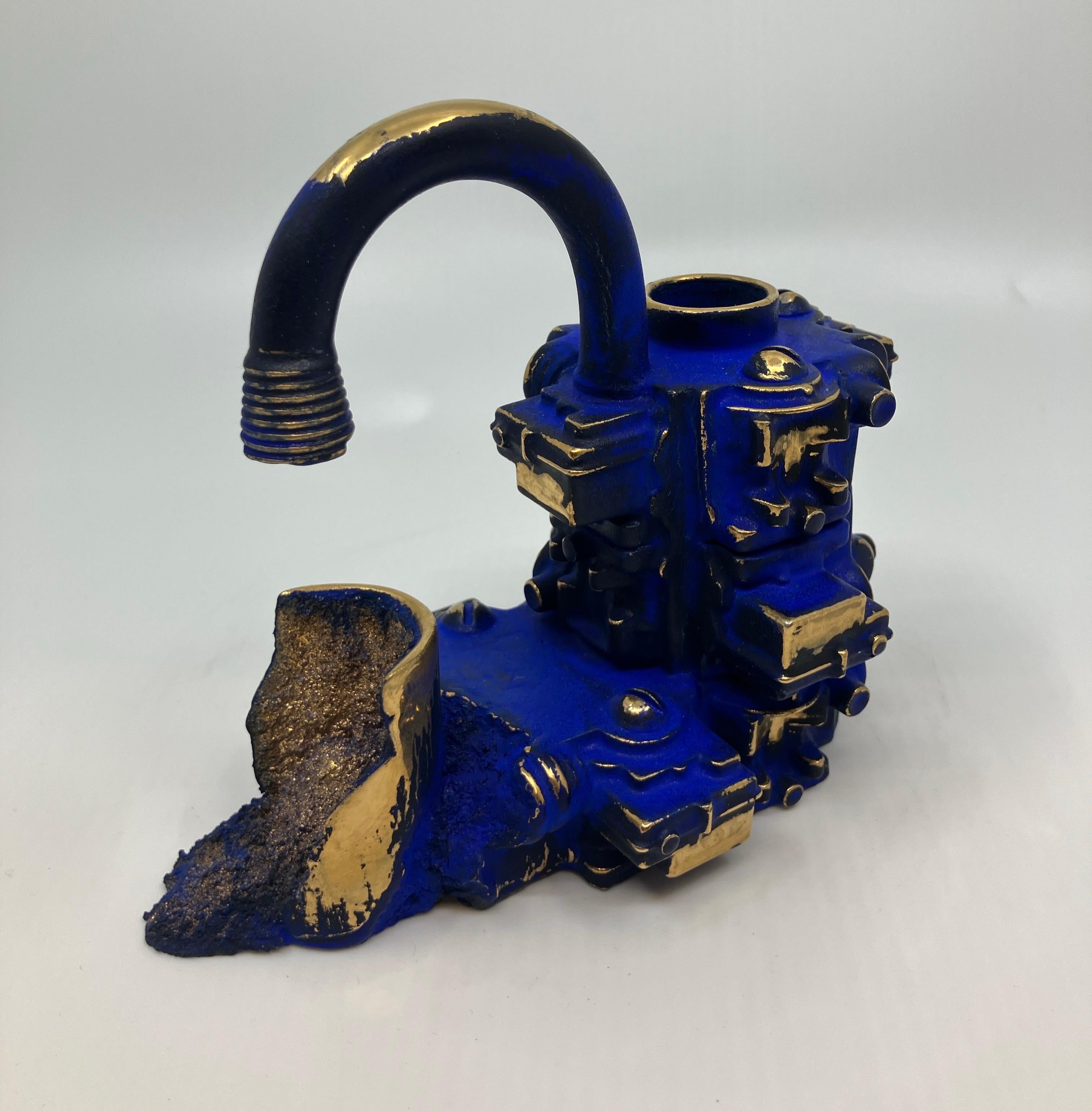 Contemporary, Ceramic, Sculpture, Gold Luster, Euclidean Crucible with Spigot For Sale 1