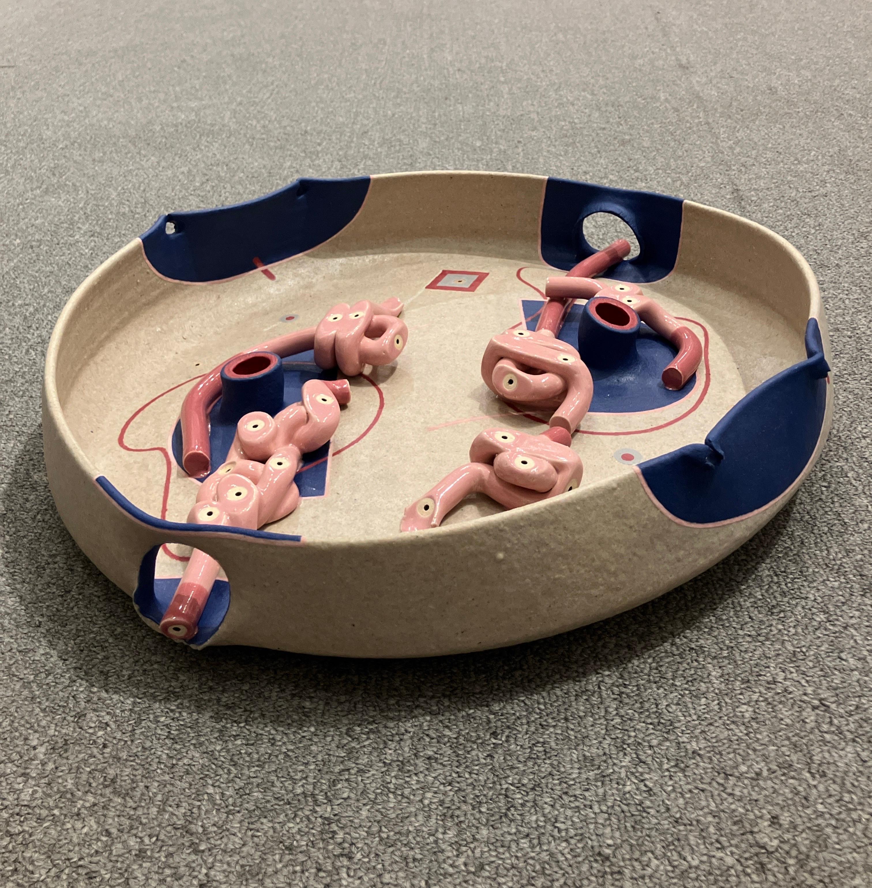 Contemporary, Abstract Ceramic Sculpture, Glazed Stoneware Platter, Jose Sierra For Sale 4