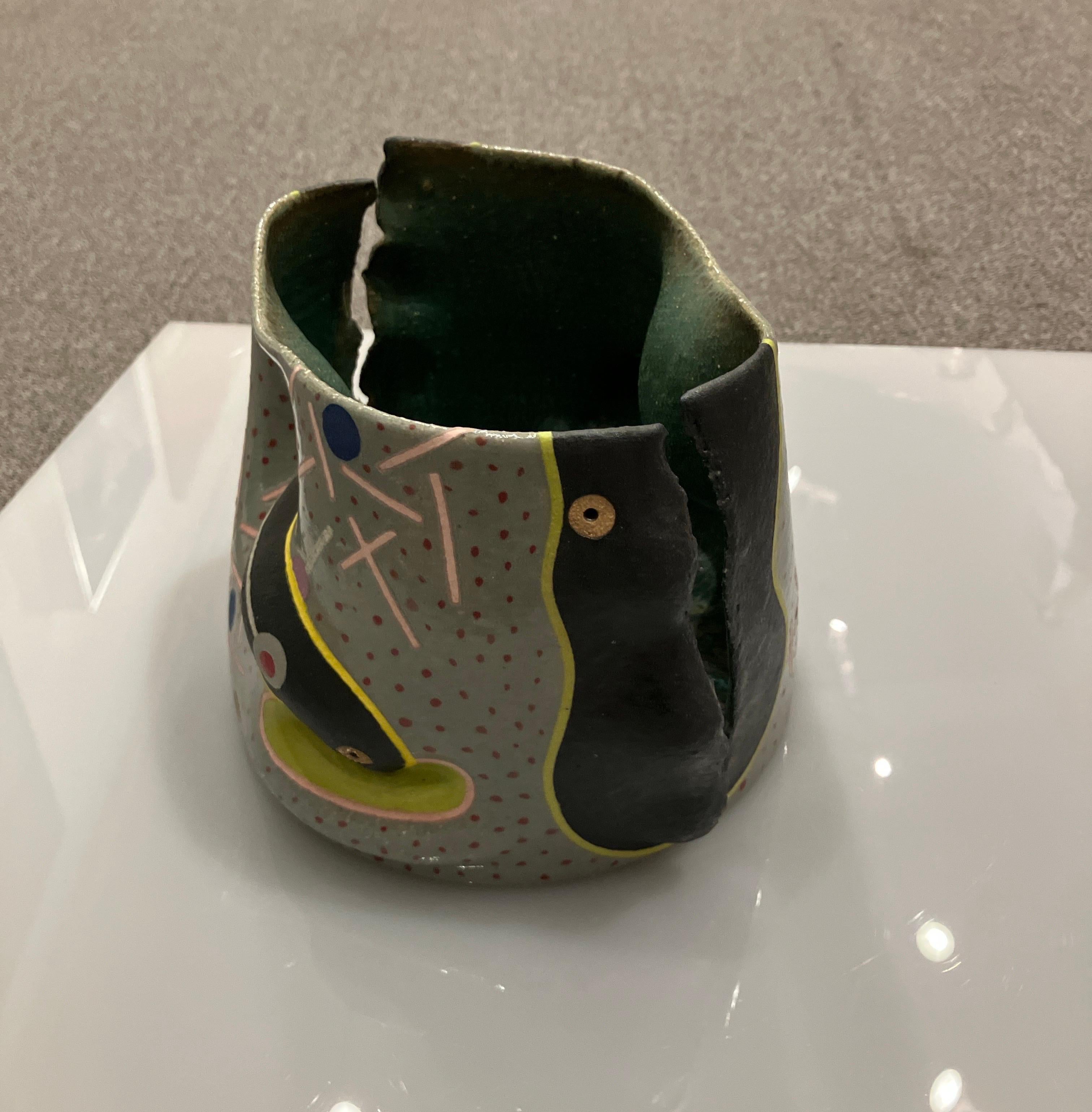 Contemporary, Abstract Ceramic Sculpture, Glazed Stoneware with Patterning For Sale 3