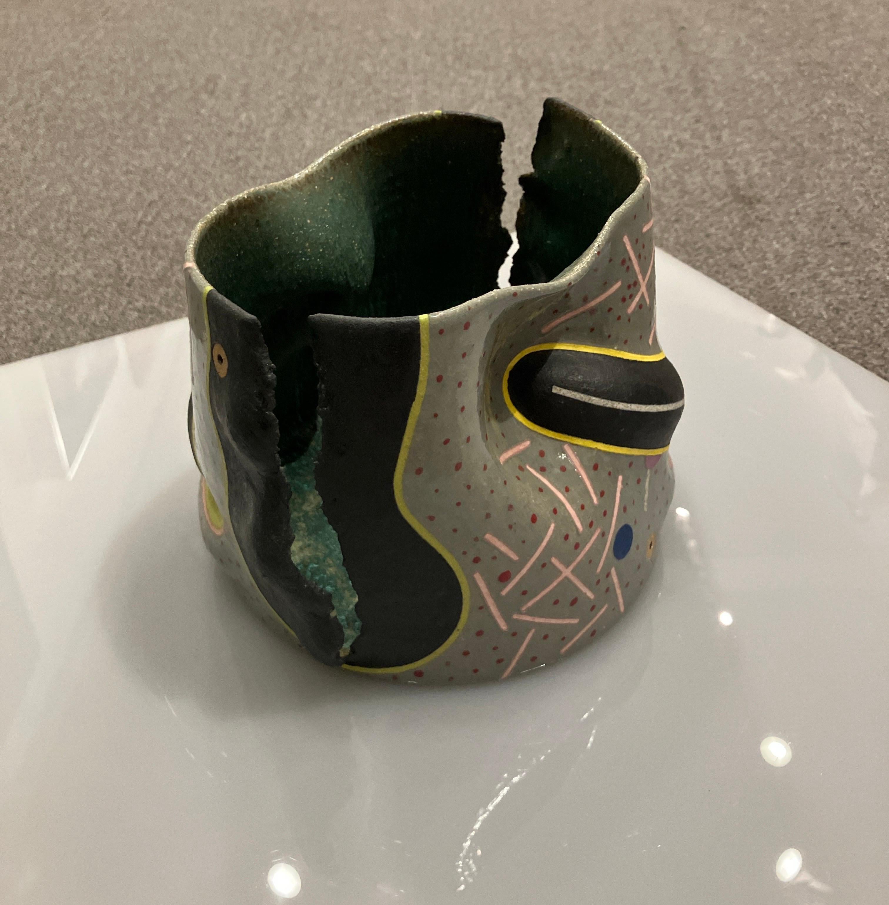 Contemporary, Abstract Ceramic Sculpture, Glazed Stoneware with Patterning For Sale 4