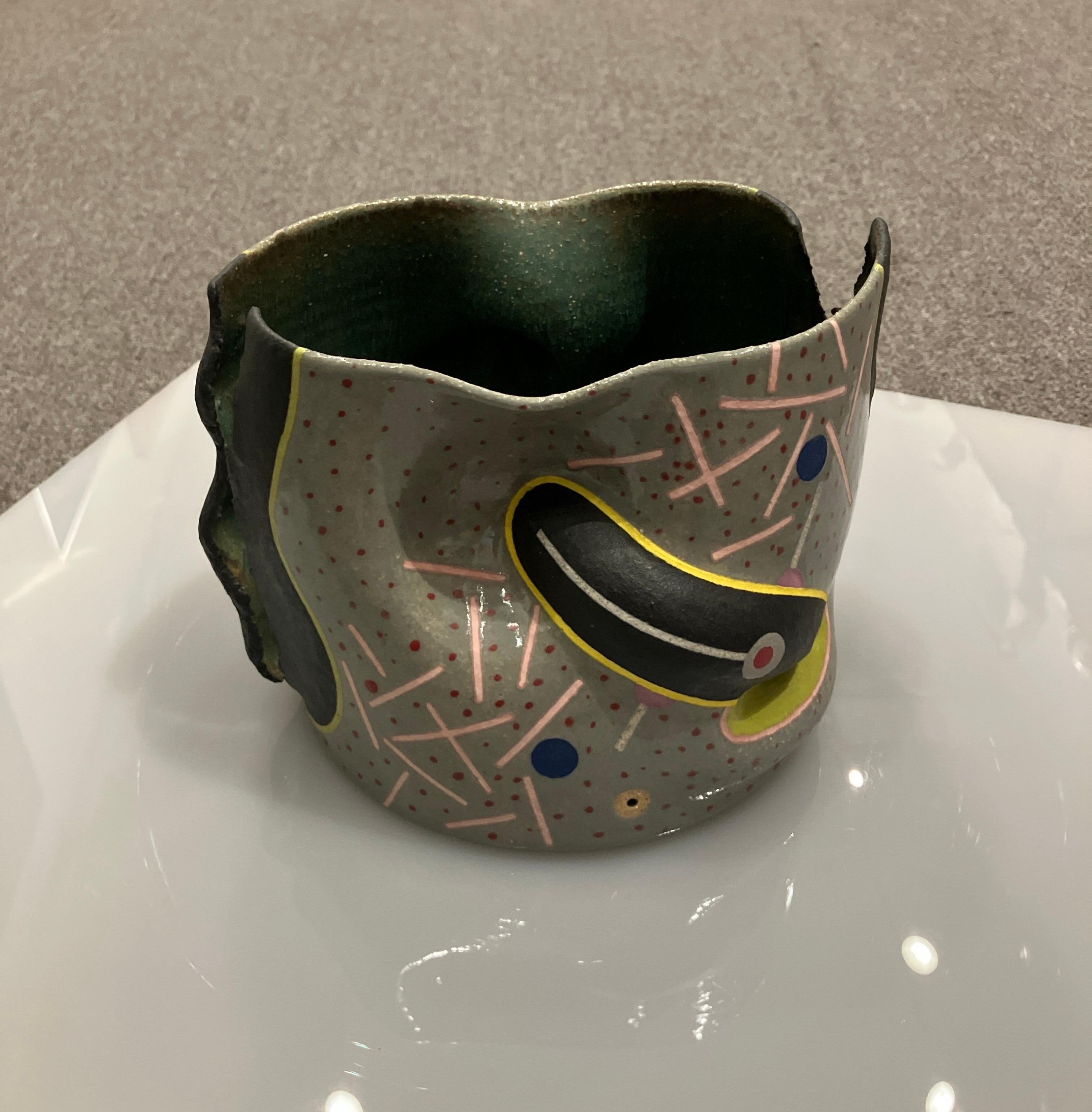Contemporary, Abstract Ceramic Sculpture, Glazed Stoneware with Patterning For Sale 5