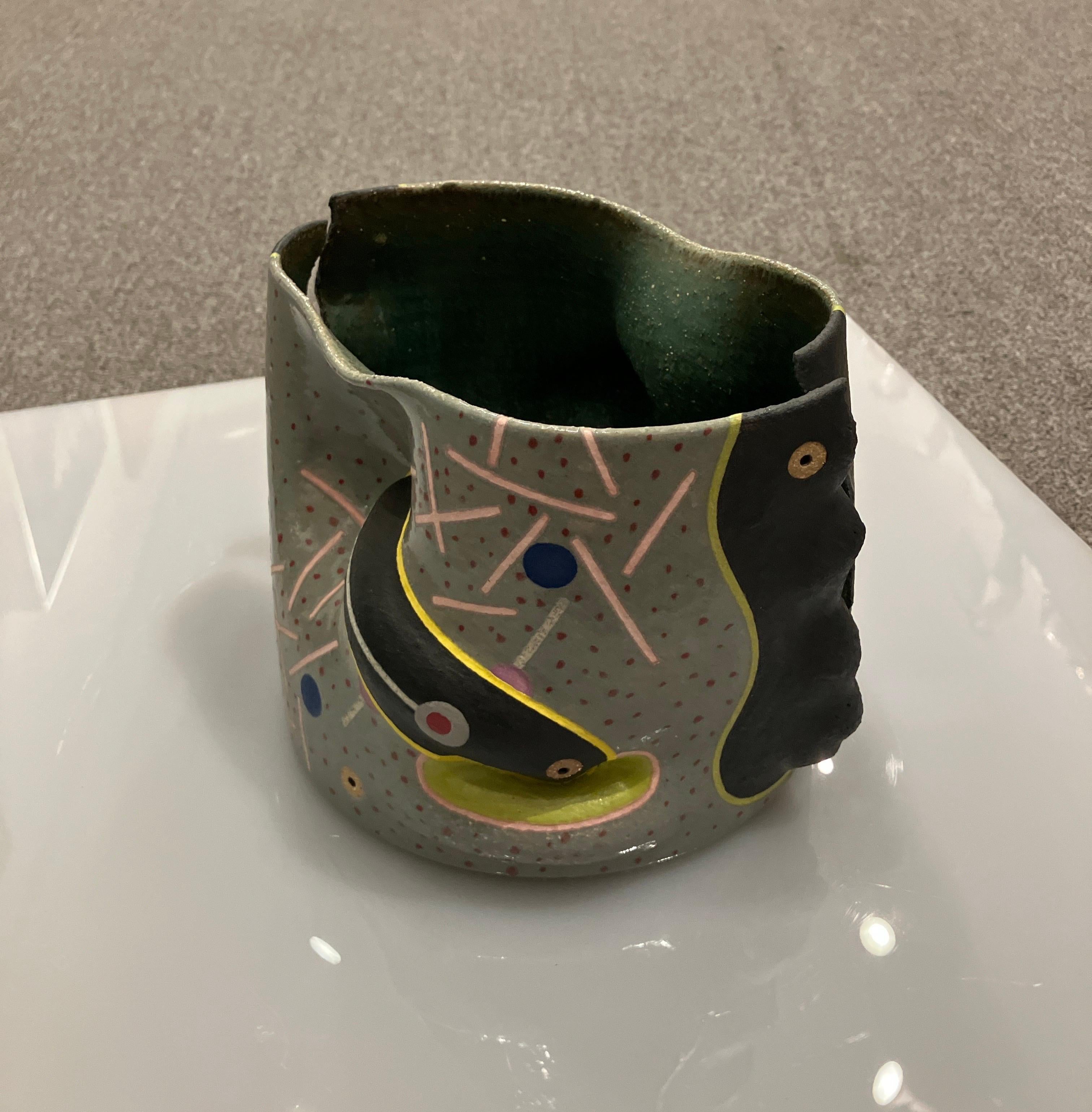 Contemporary, Abstract Ceramic Sculpture, Glazed Stoneware with Patterning For Sale 7