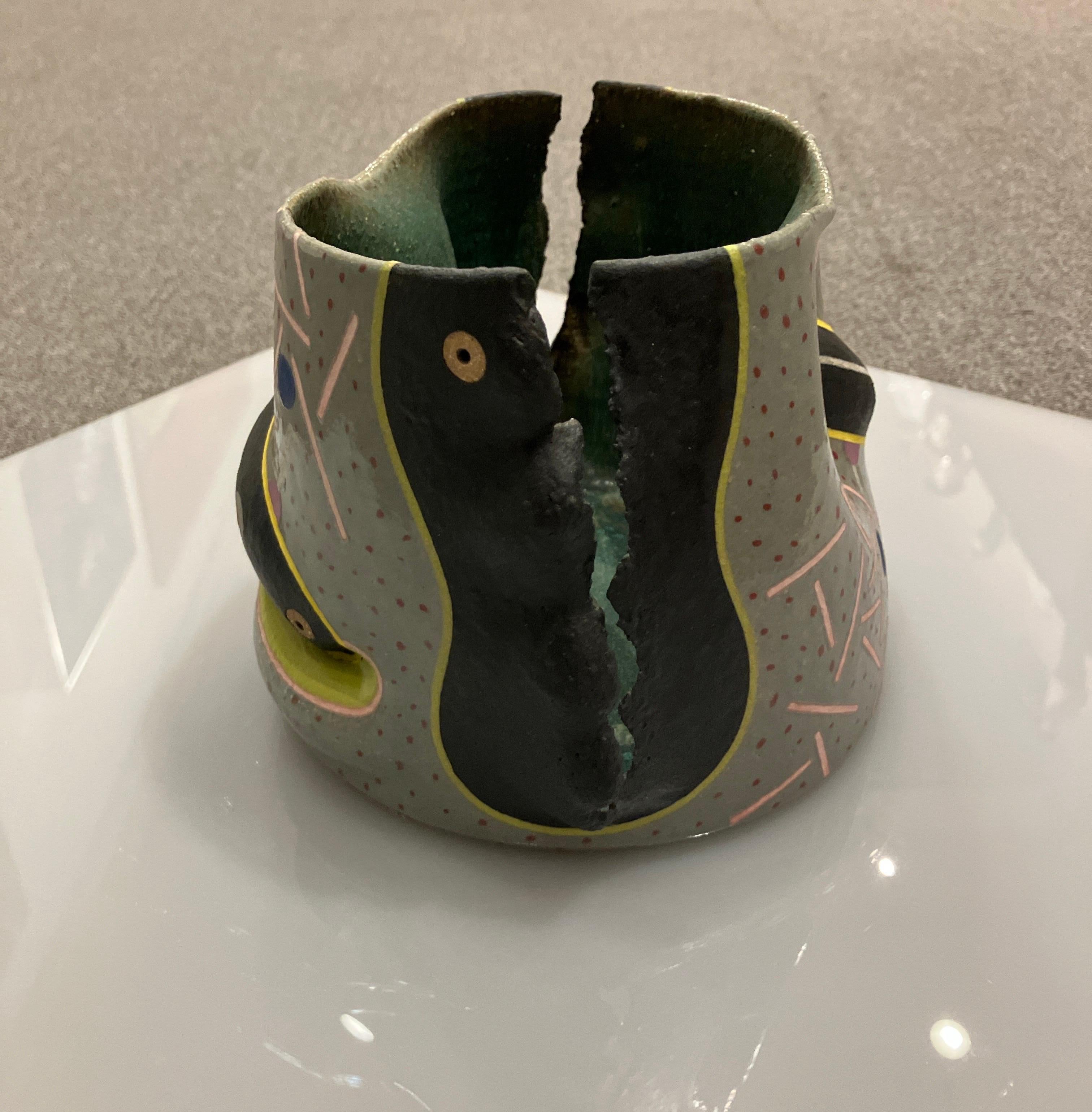 Contemporary, Abstract Ceramic Sculpture, Glazed Stoneware with Patterning For Sale 8