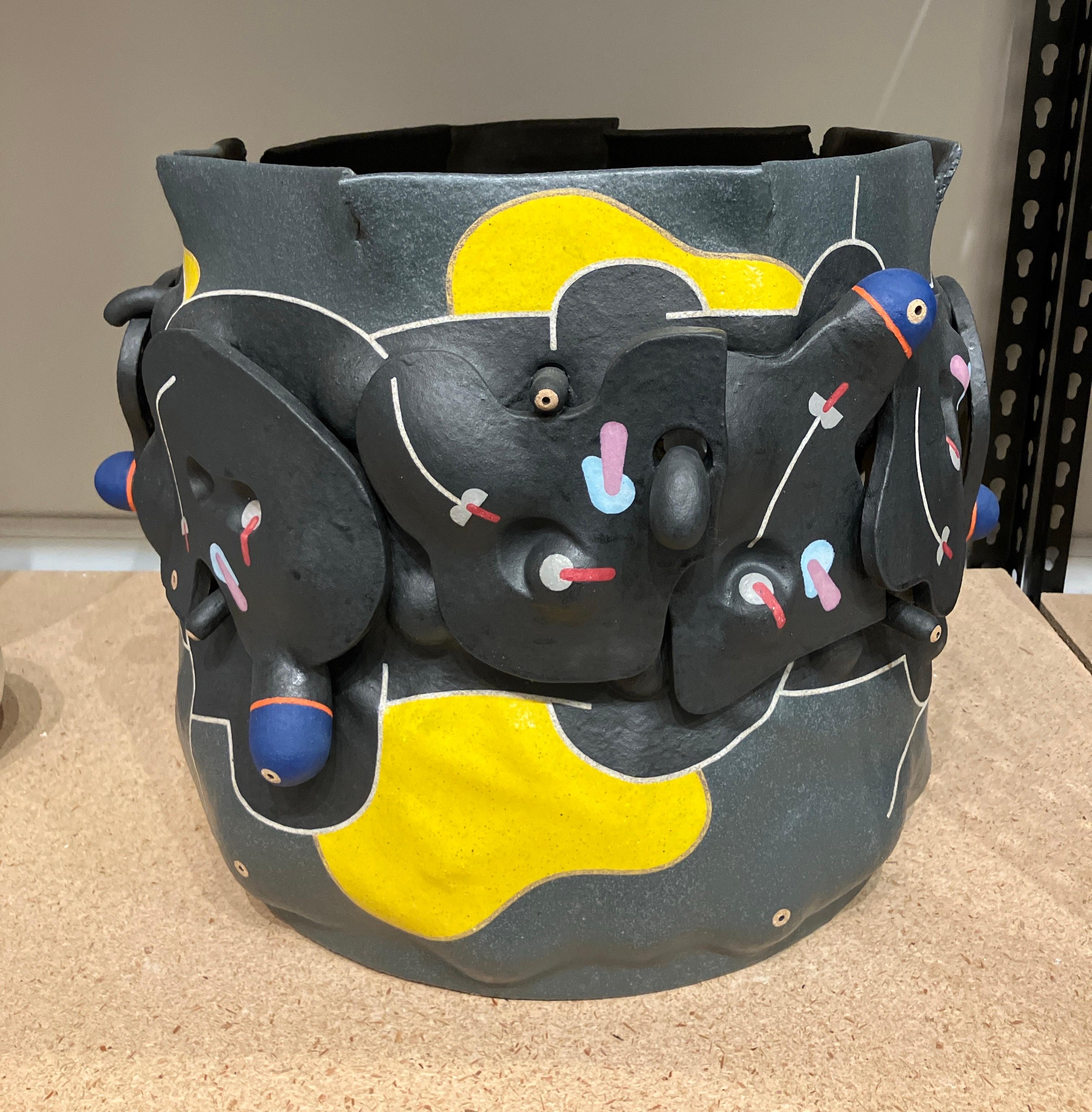 Contemporary, Abstract Ceramic Sculpture, Colorful Vessel Form, Stoneware For Sale 1