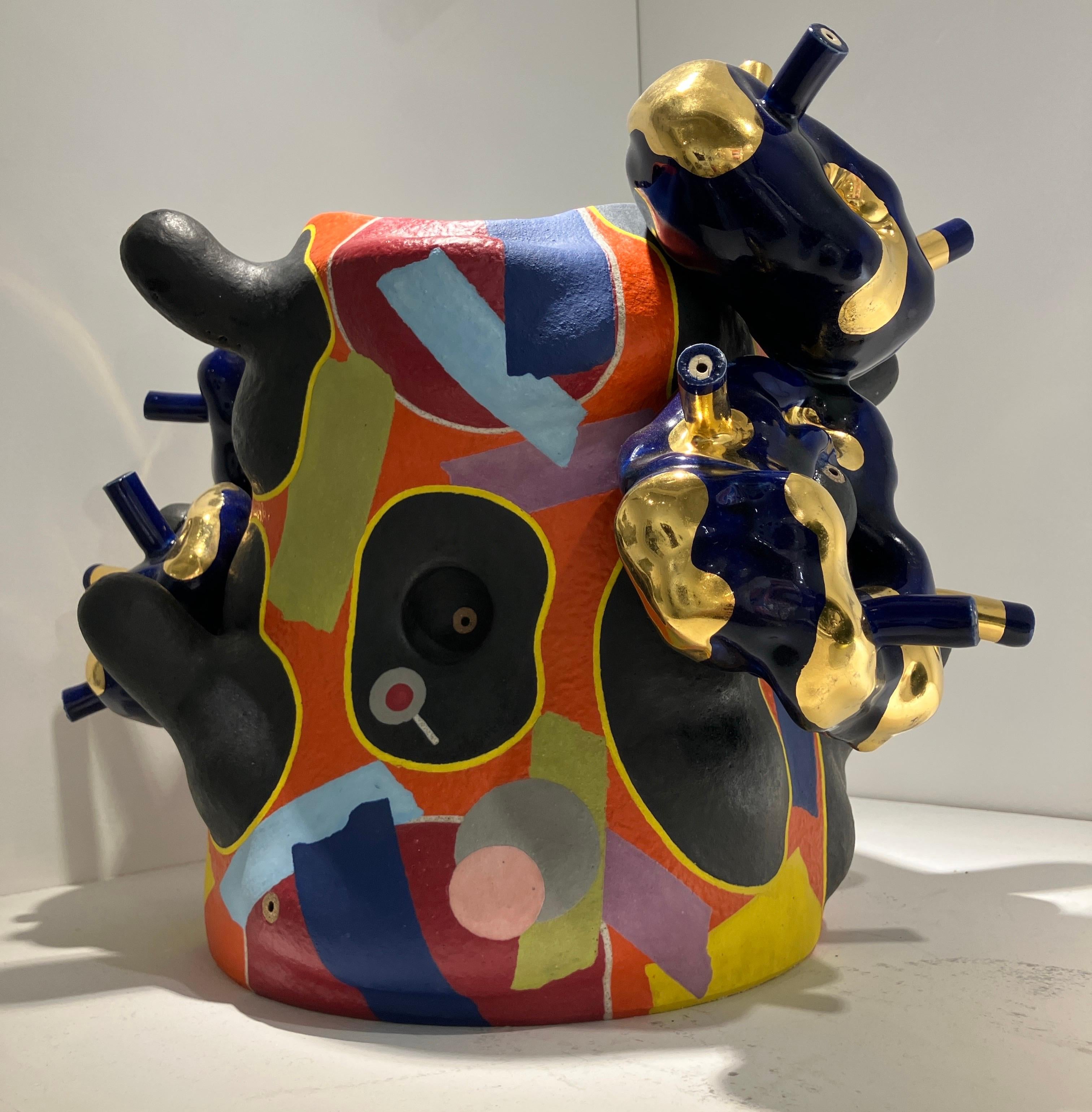 Contemporary Design, Abstract Ceramic Sculpture, Glazed Stoneware, Luster For Sale 1