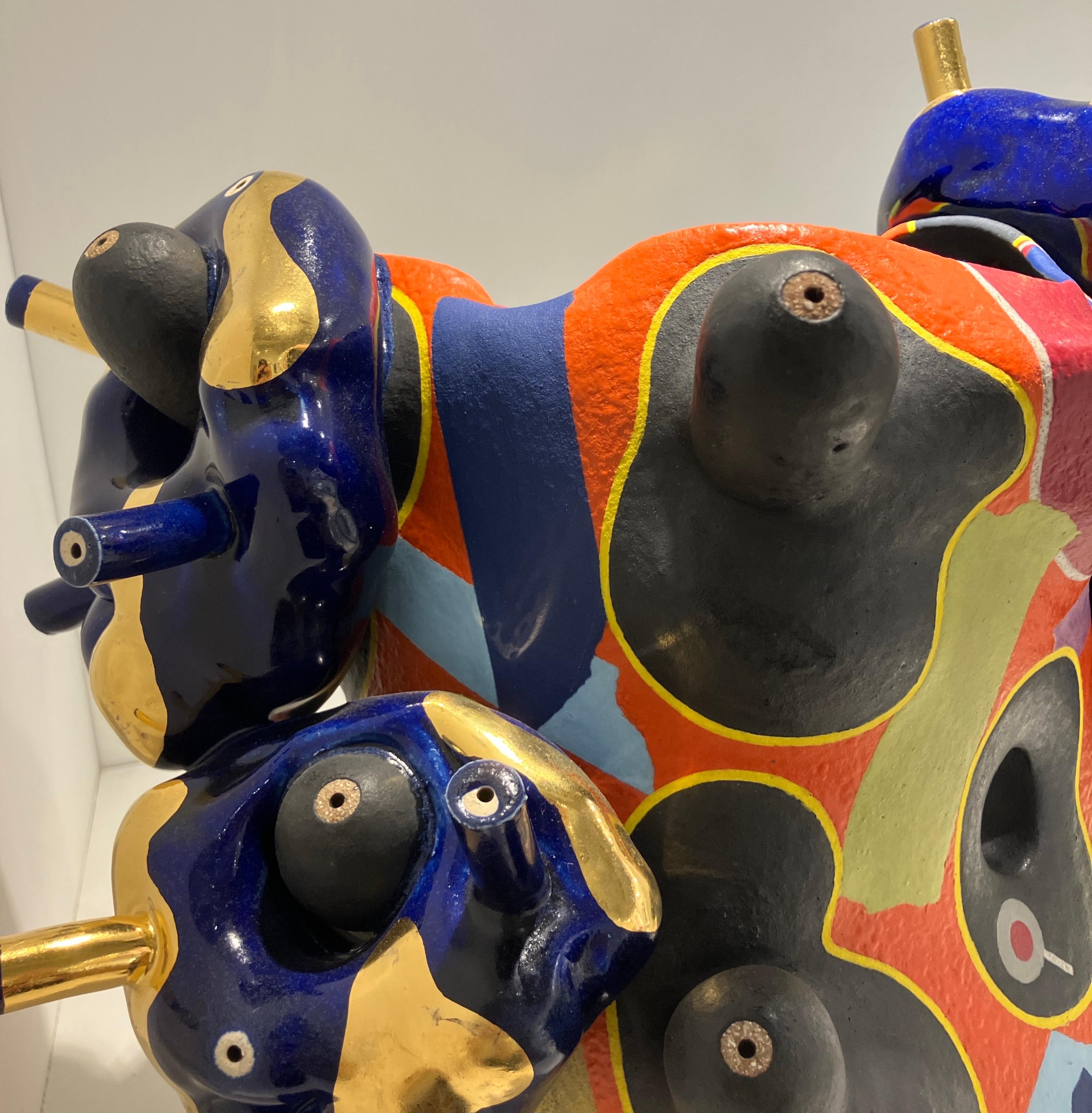 Contemporary Design, Abstract Ceramic Sculpture, Glazed Stoneware, Luster For Sale 3