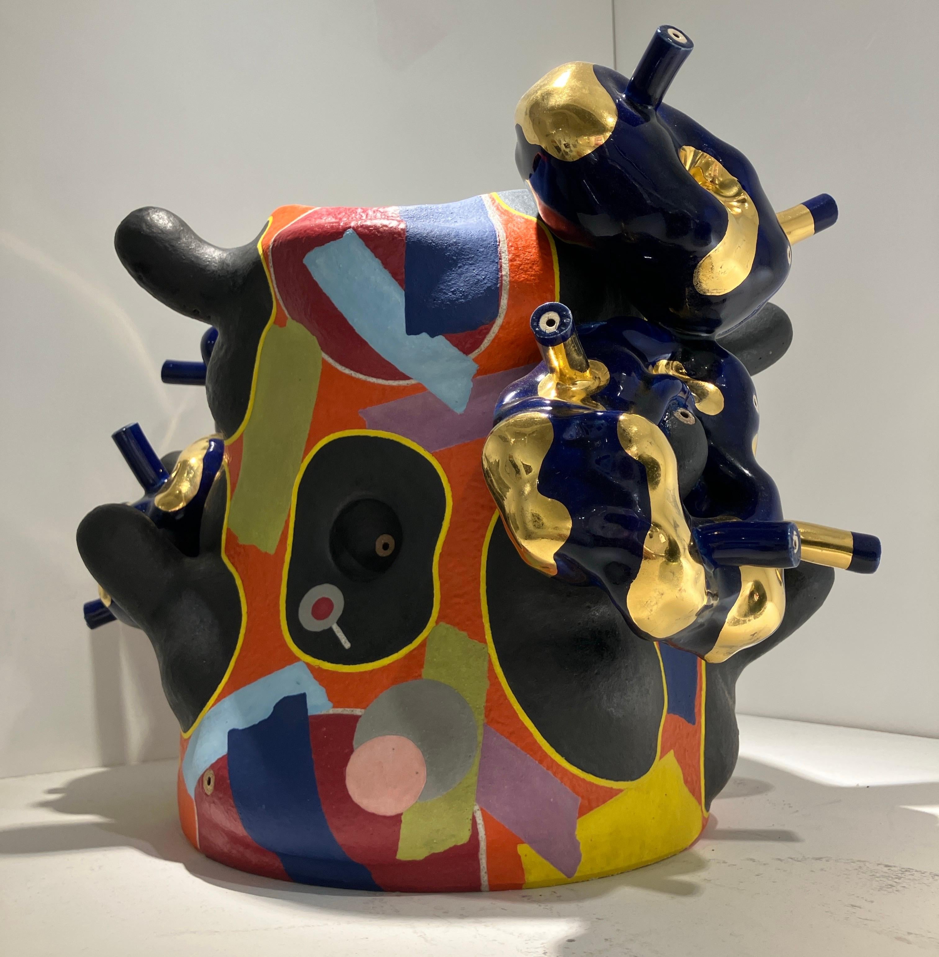 Contemporary Design, Abstract Ceramic Sculpture, Glazed Stoneware, Luster For Sale 5