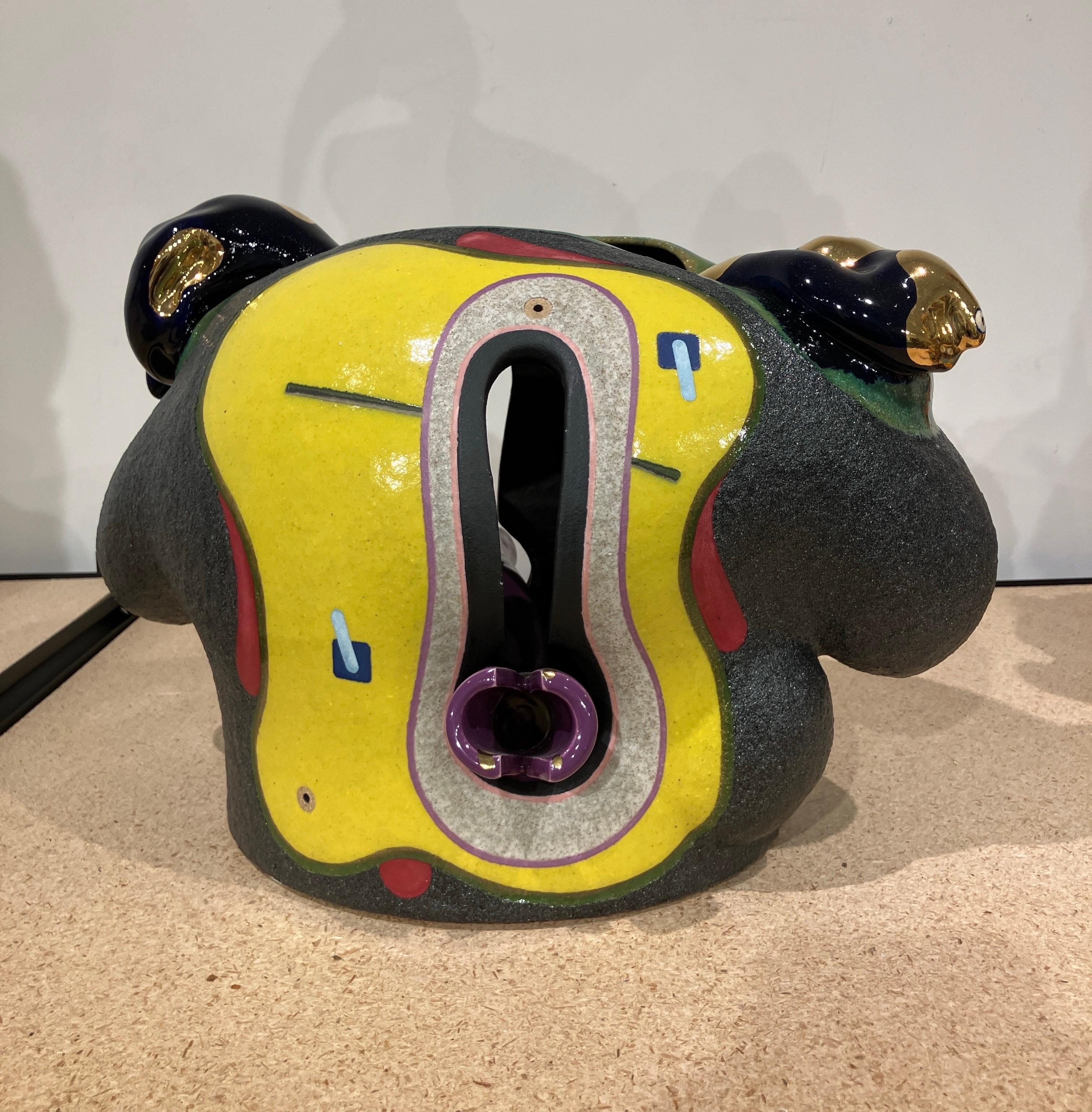 Colorful Abstract Ceramic Form, Stoneware, Gold Luster, Glaze, Jose Sierra 2023 For Sale 1