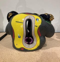 Forma astratta e colorata in ceramica, Jose Sierra, 2023, Gres, lucentezza dorata, smaltatura