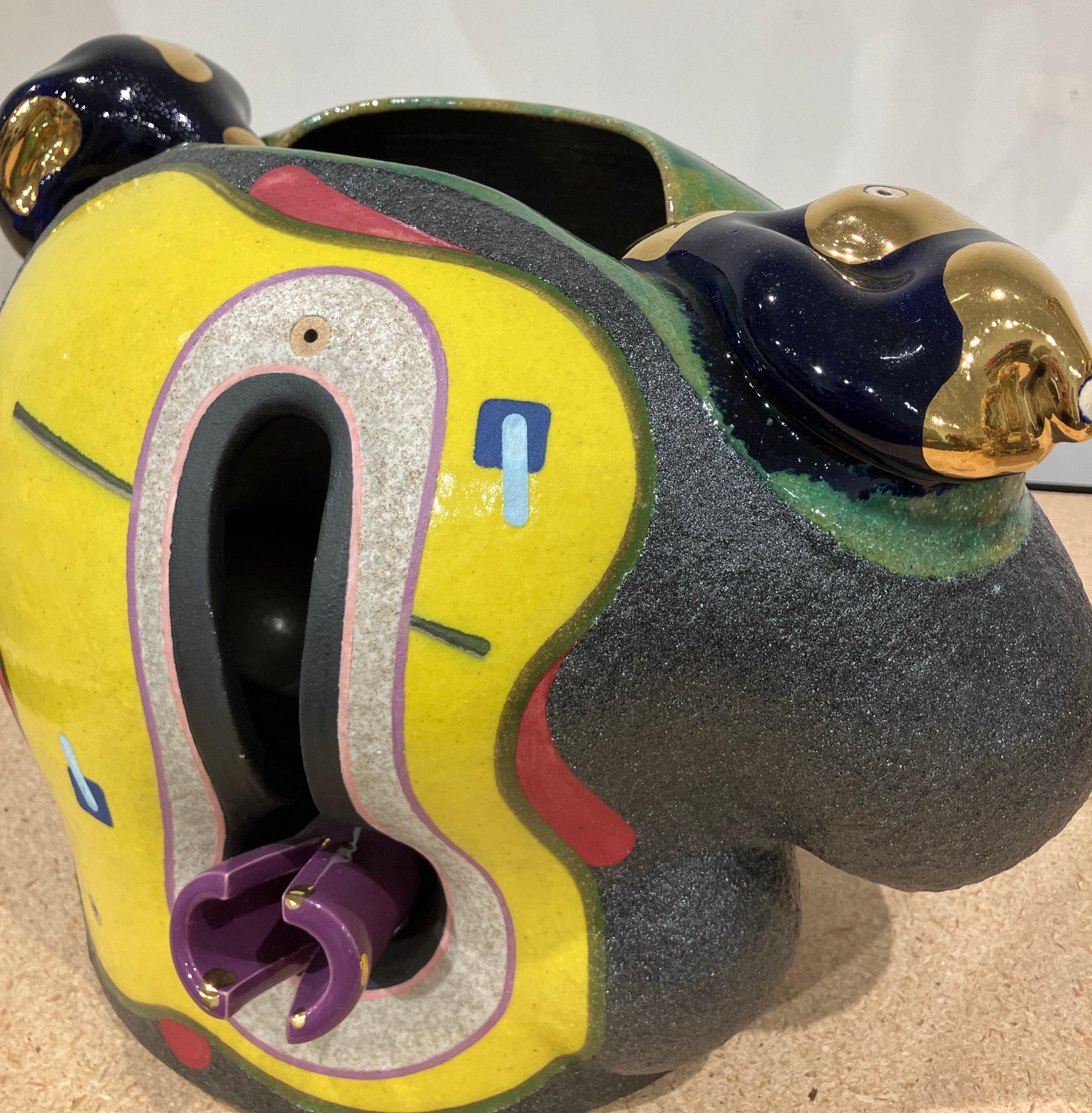 Colorful Abstract Ceramic Form, Stoneware, Gold Luster, Glaze, Jose Sierra 2023 For Sale 3