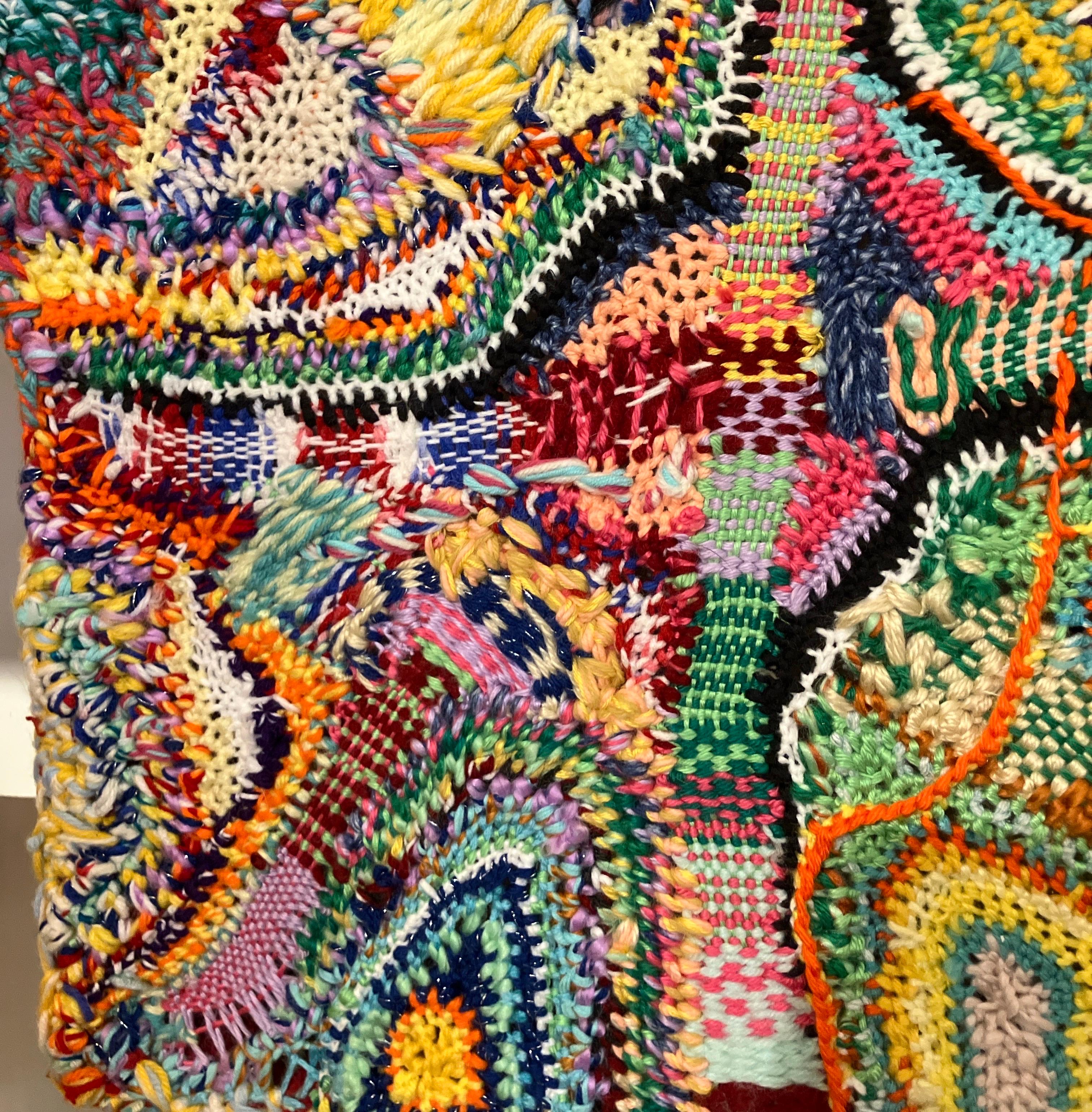 Hand Woven, Stitched and Stretched Fiber Art, Glossolalia by Ethan Meyer For Sale 5