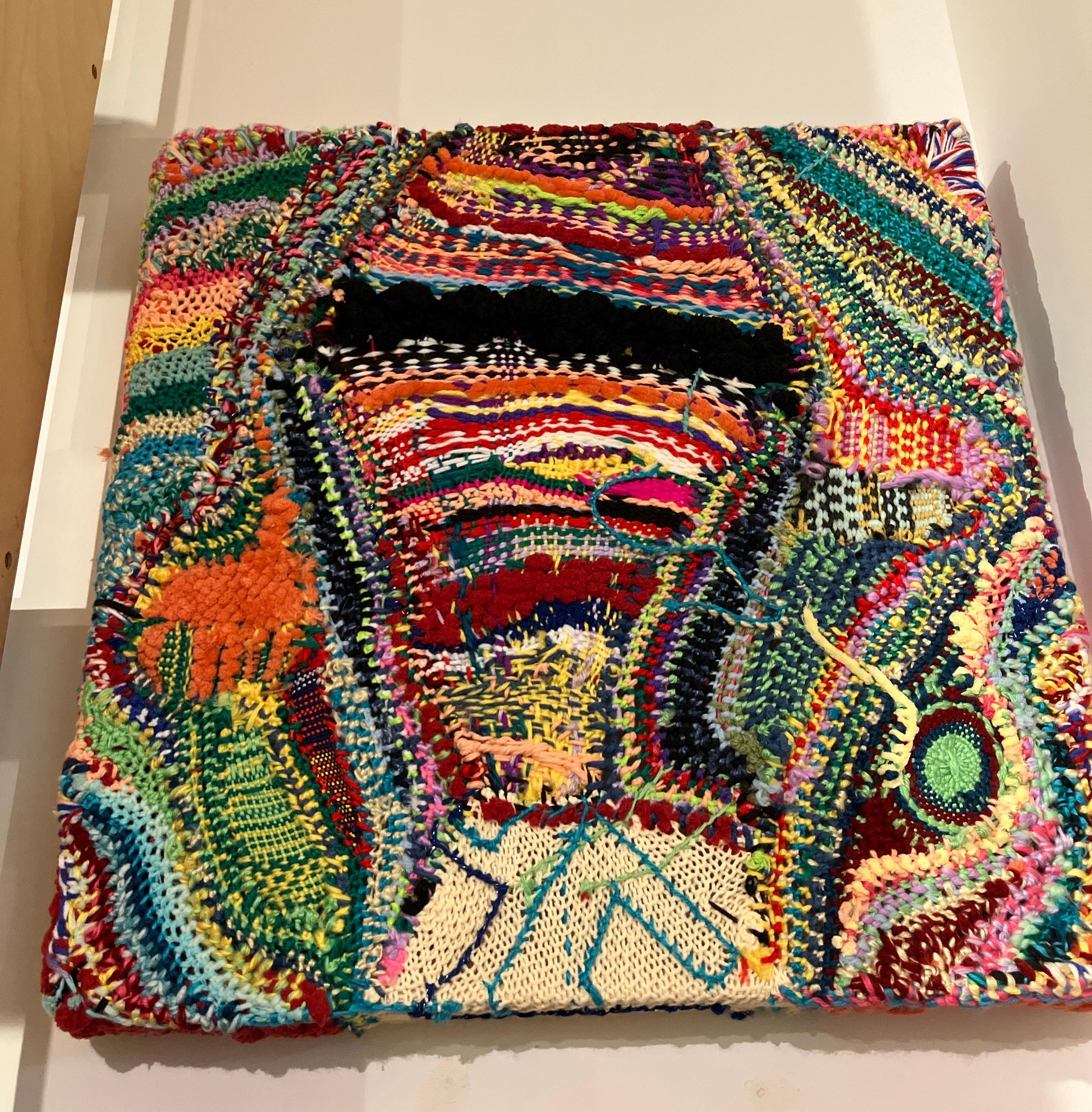 Psychedelic Abstract Fiber Art, Contemporary Mixed Media, 2D Sculpture Painting For Sale 7