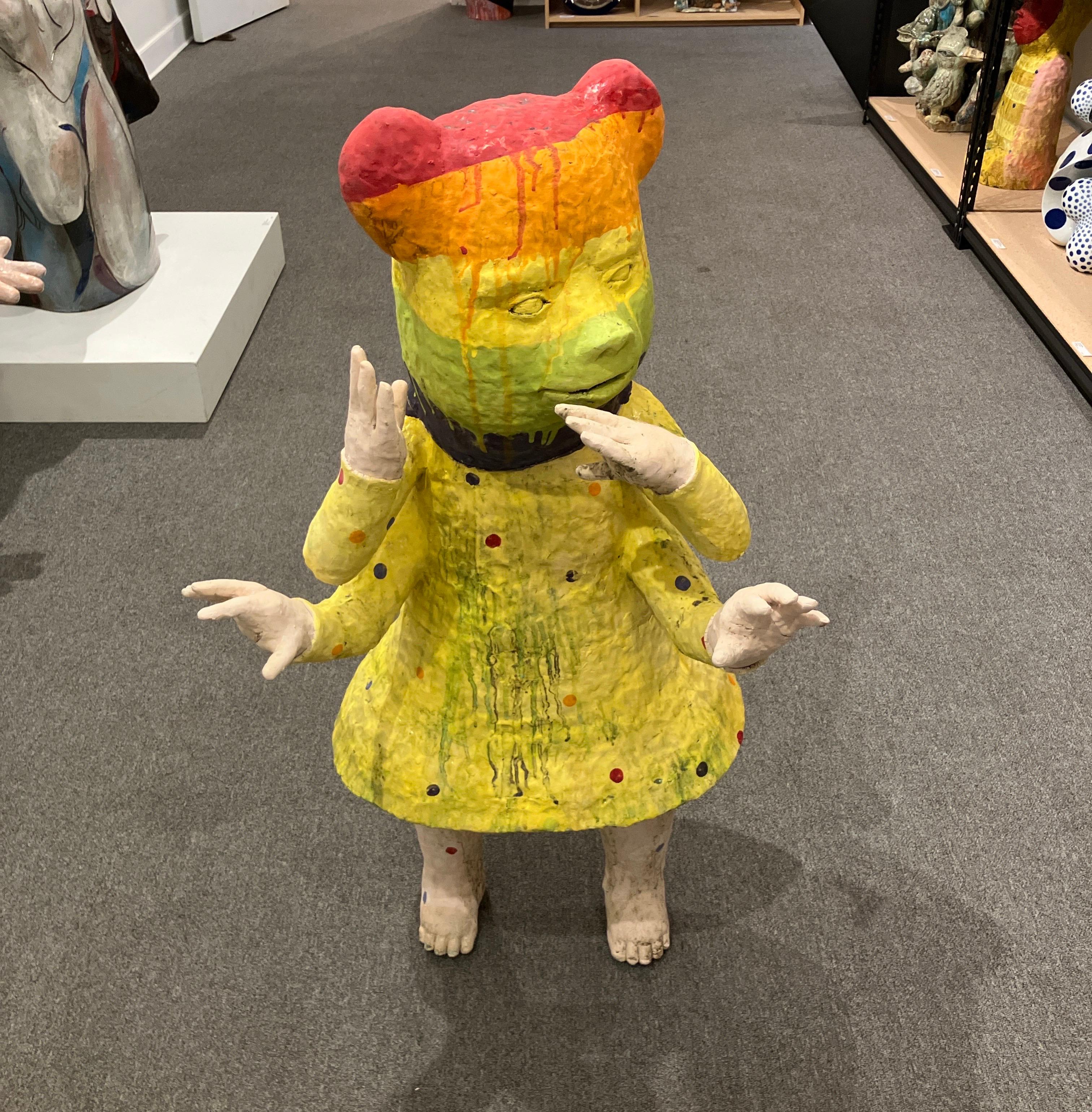 Figurative Ceramic Sculpture, Colorful Glaze, Bear with Me, Kensuke Yamada, 2024 For Sale 1