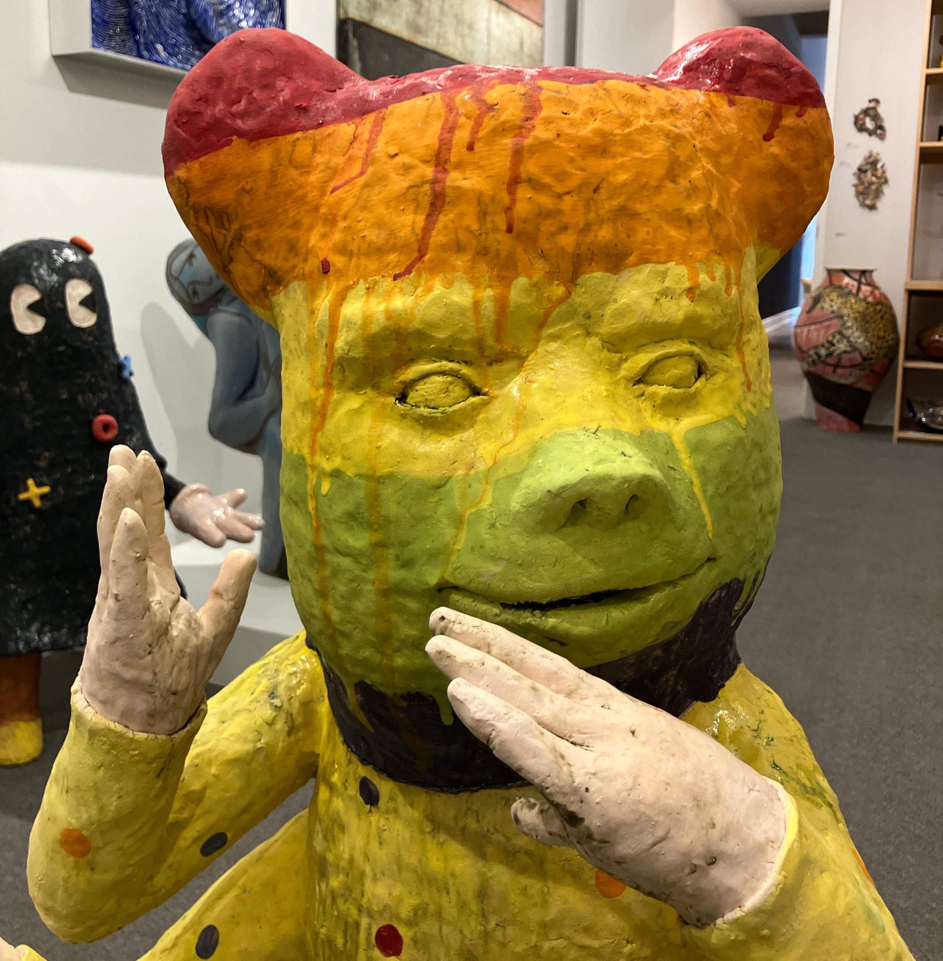 Figurative Ceramic Sculpture, Colorful Glaze, Bear with Me, Kensuke Yamada, 2024 For Sale 3