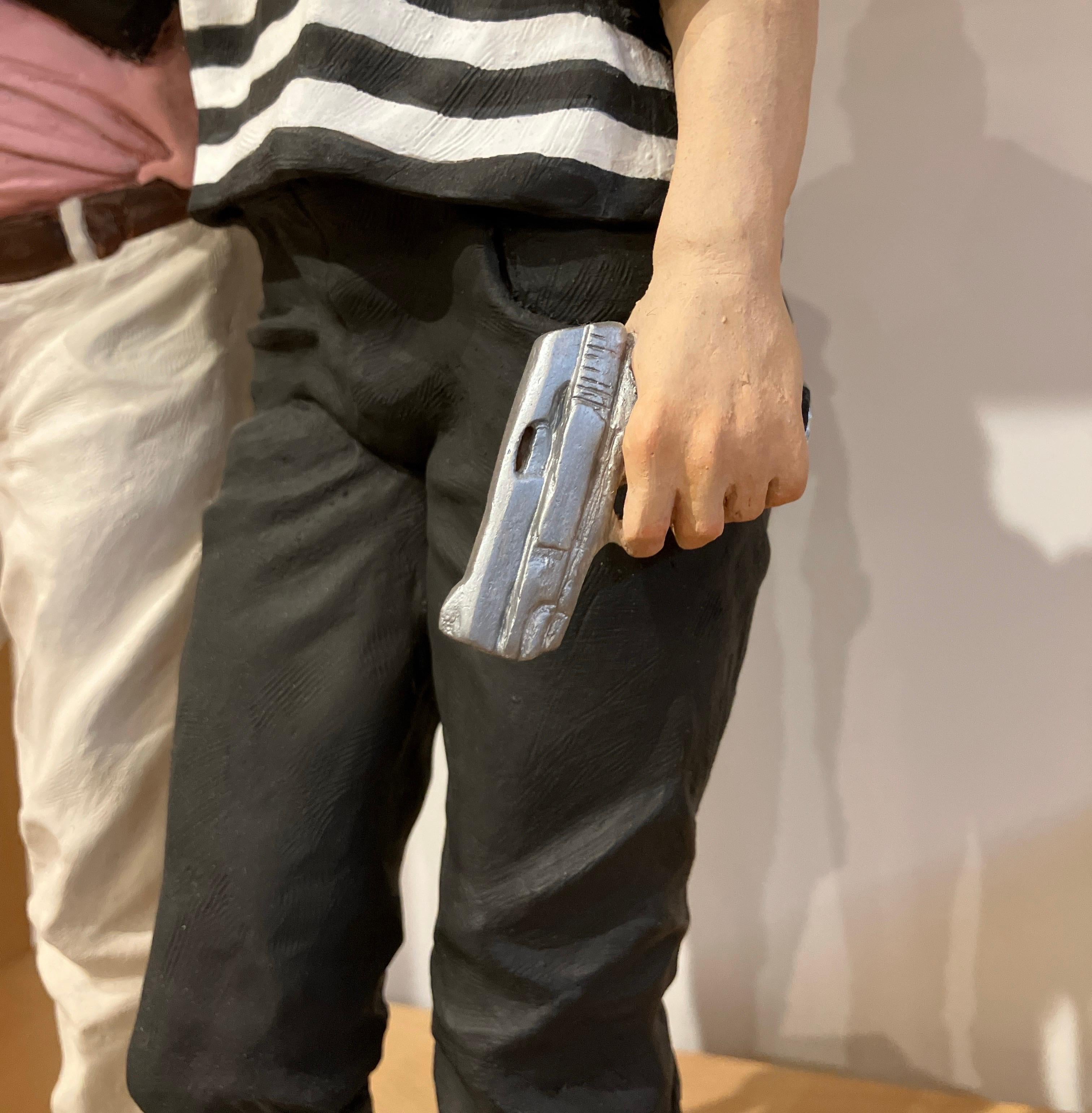Figurative, Painted, Ceramic, Sculpture, Stoneware, 