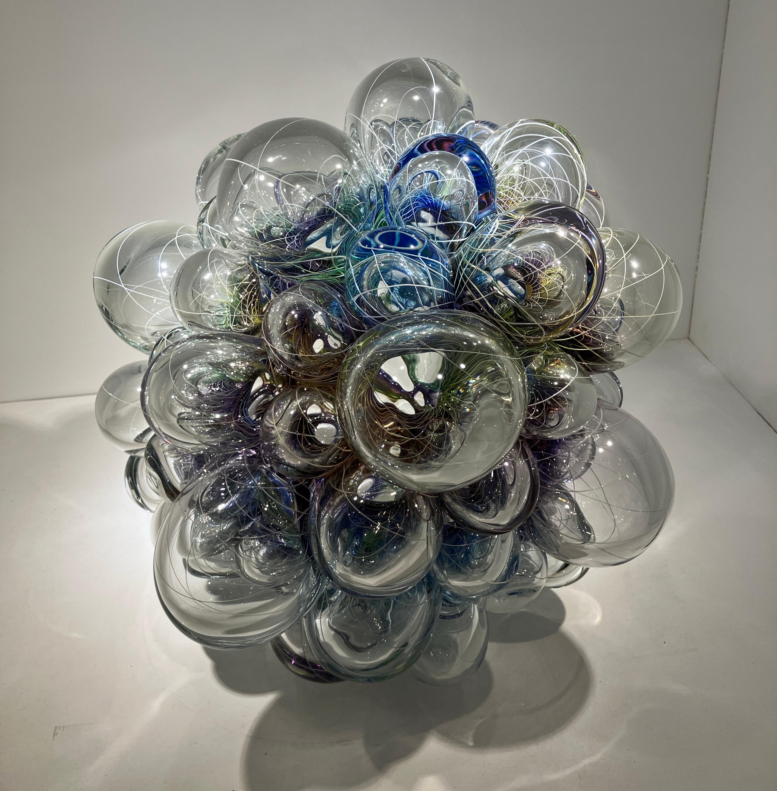 Contemporary Glass Sculpture, Abstract Form, Optical Effect, Canework, Aya Oki en venta 4