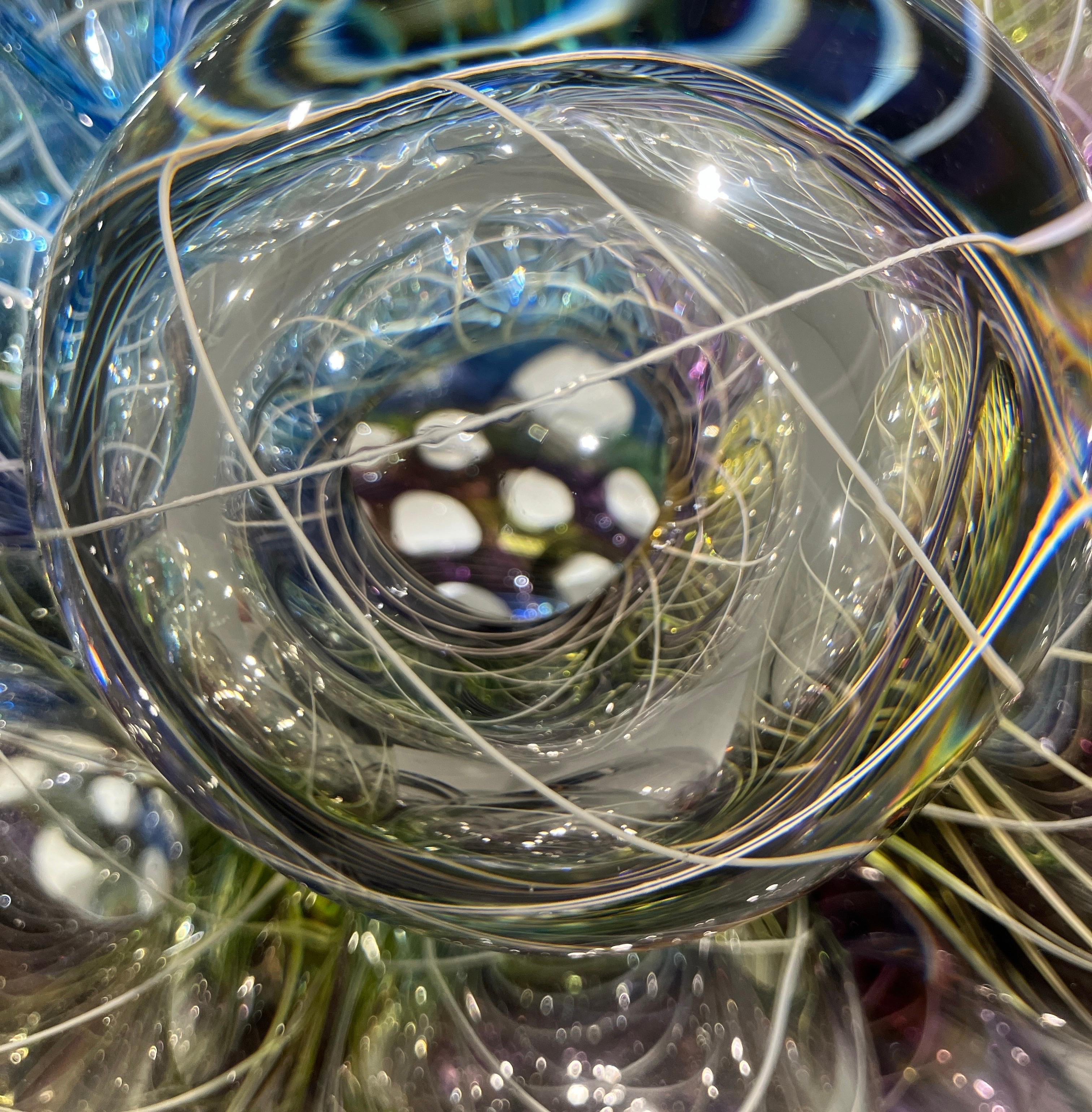 Contemporary Glass Sculpture, Abstract Form, Optical Effect, Canework, Aya Oki en venta 6