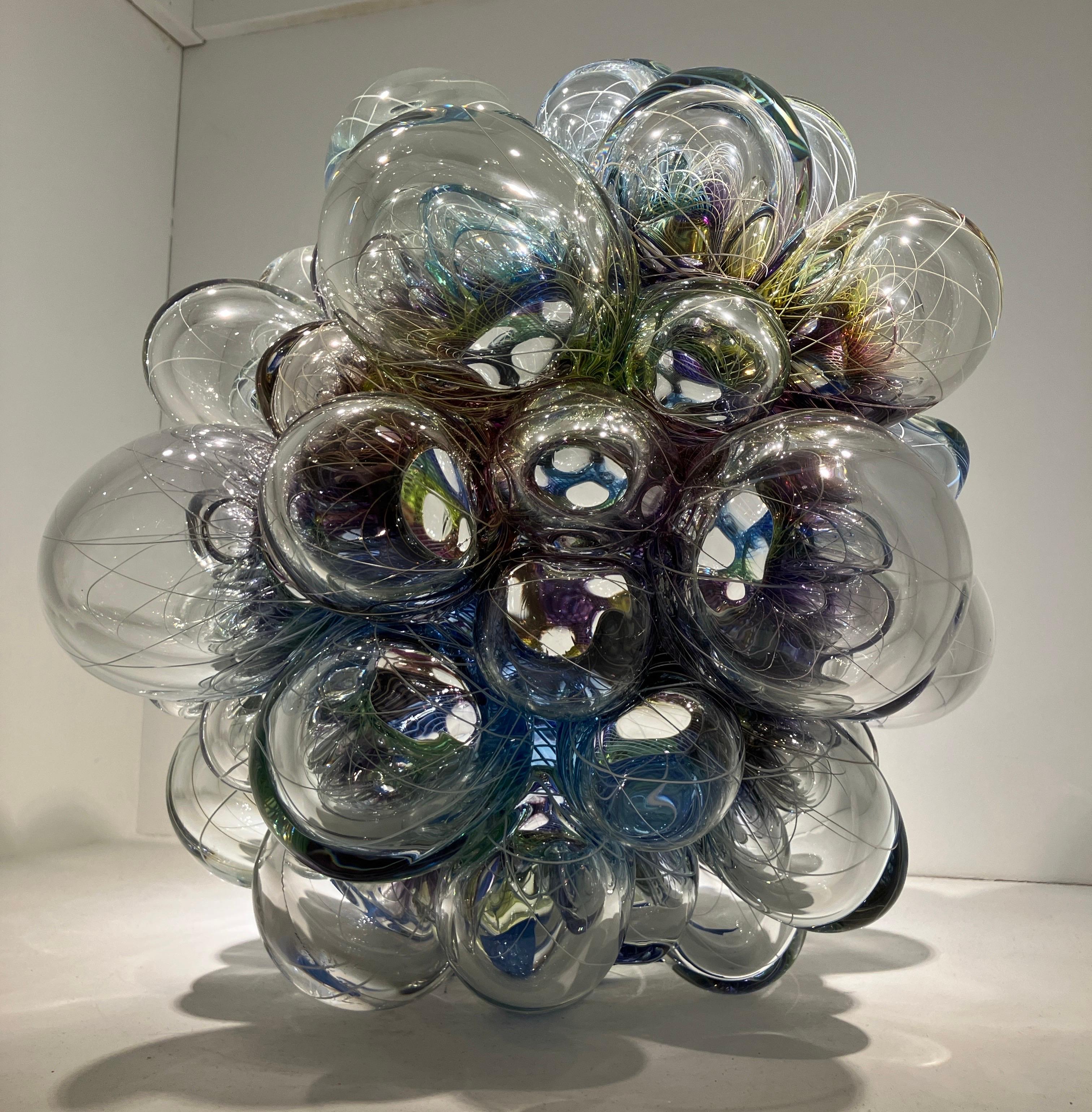 Contemporary Glass Sculpture, Abstract Form, Optical Effect, Canework, Aya Oki en venta 7