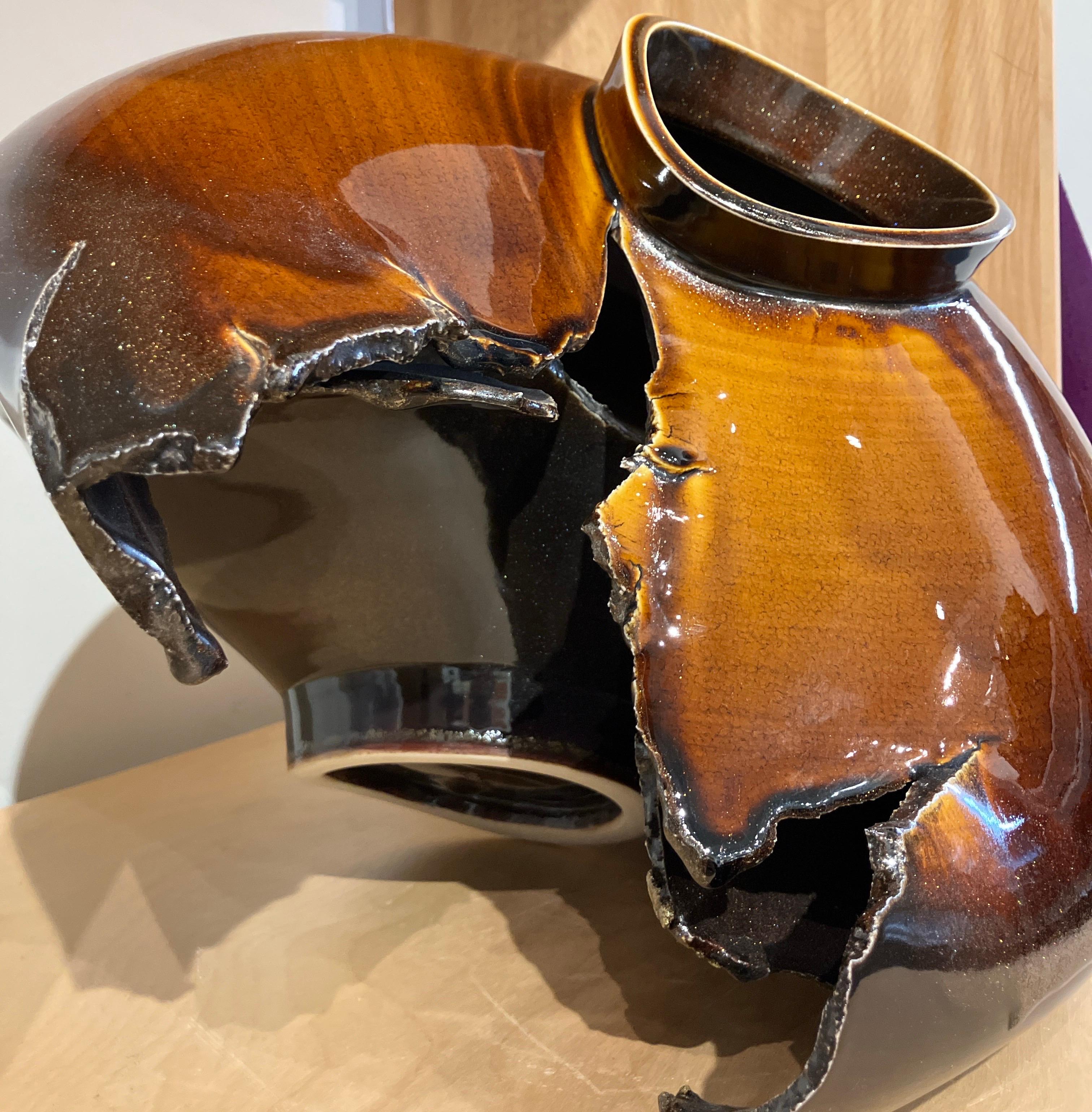 Deconstructed Ceramic Vessel Form, Contemporary Glazed Porcelain Sculpture, Lee For Sale 7