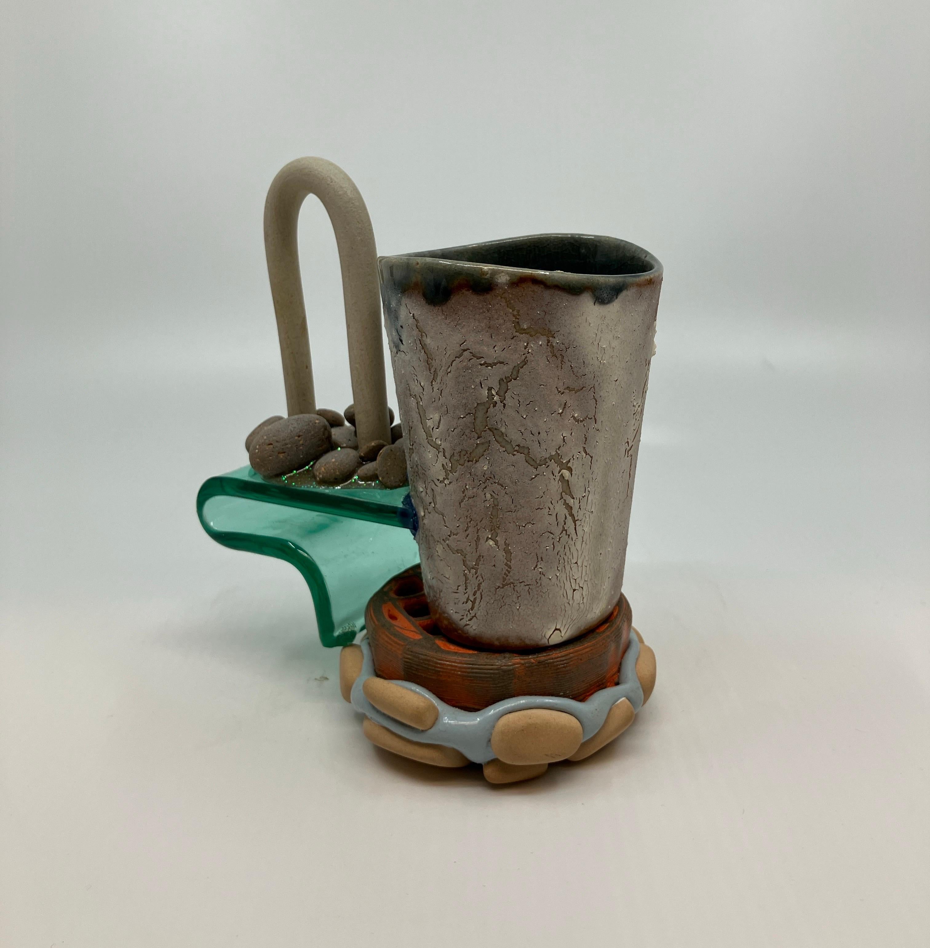 Contemporary, Mixed Media, Ceramic, Sculpture, Functional Mug, Utilitarian For Sale 2