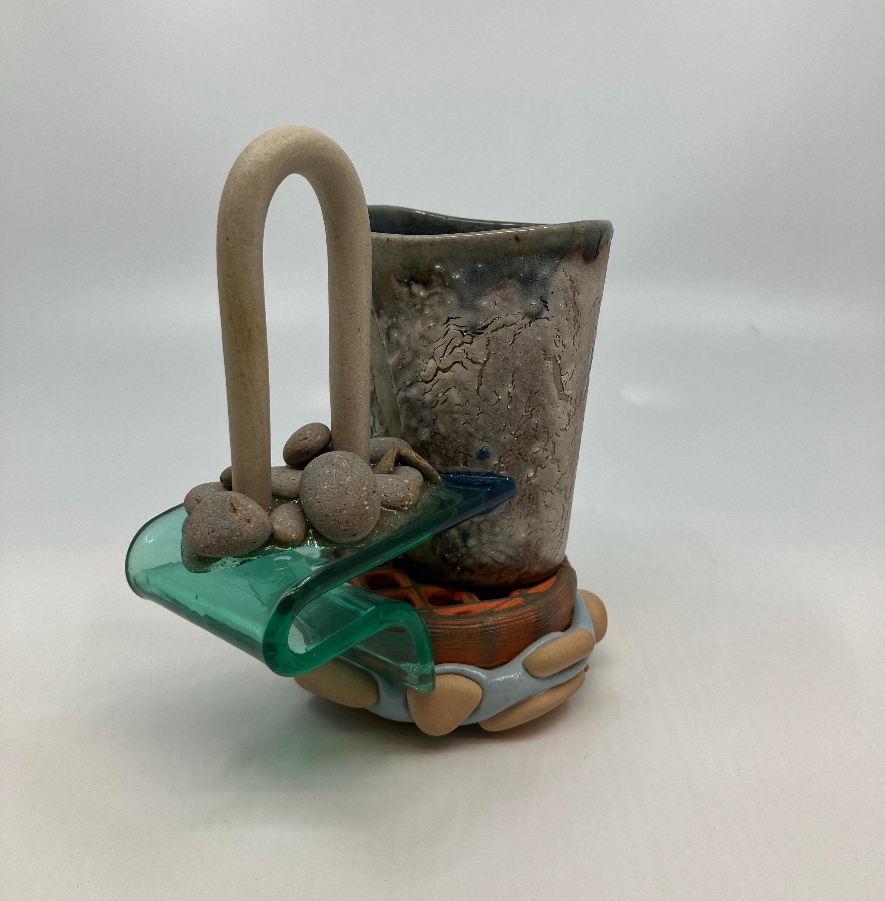 Contemporary, Mixed Media, Ceramic, Sculpture, Functional Mug, Utilitarian For Sale 3