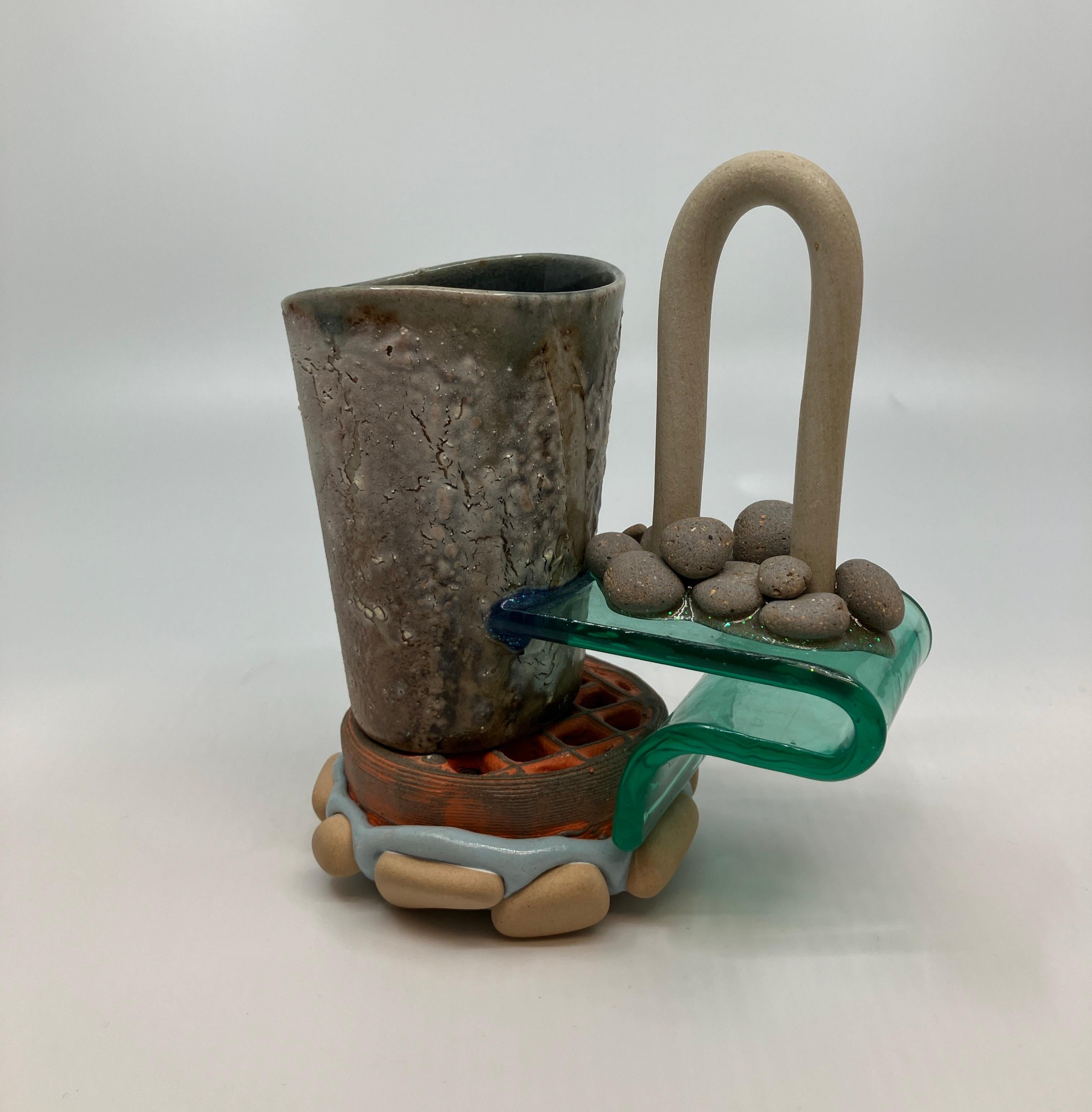 Contemporary, Mixed Media, Ceramic, Sculpture, Functional Mug, Utilitarian For Sale 4