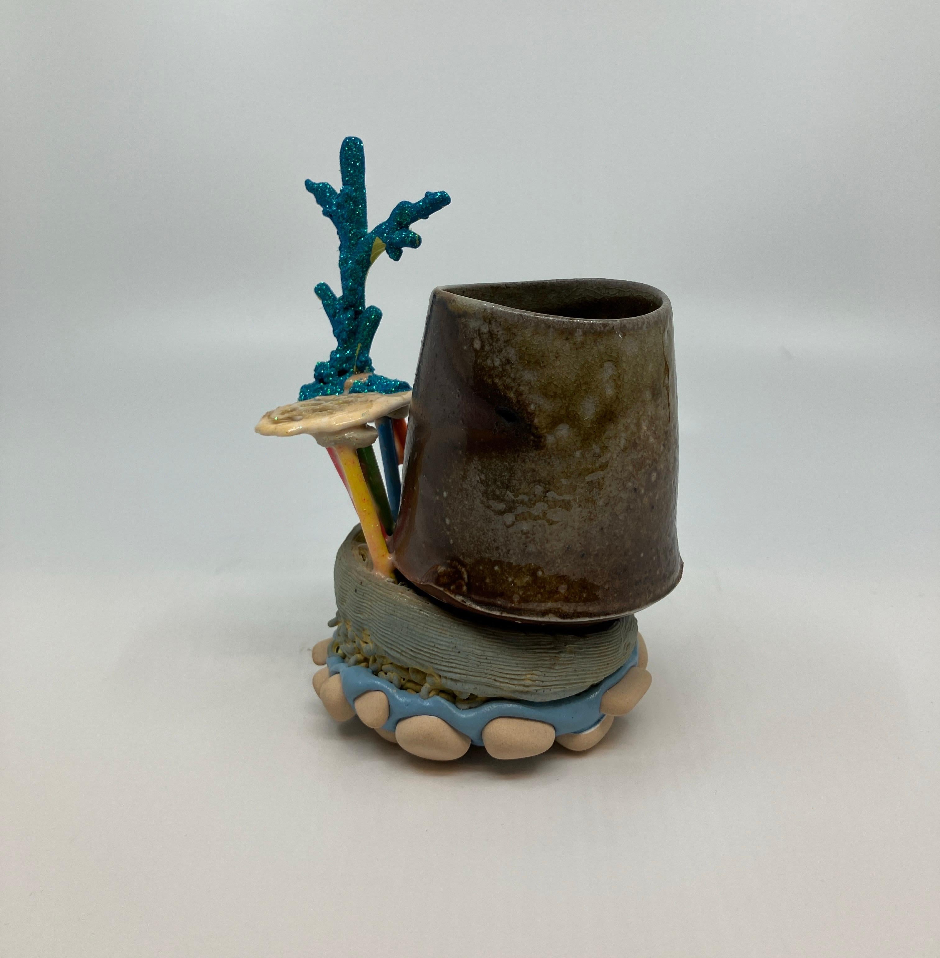Contemporary, Mixed Media, Ceramic, Sculpture, Functional Mug, Utilitarian For Sale 2