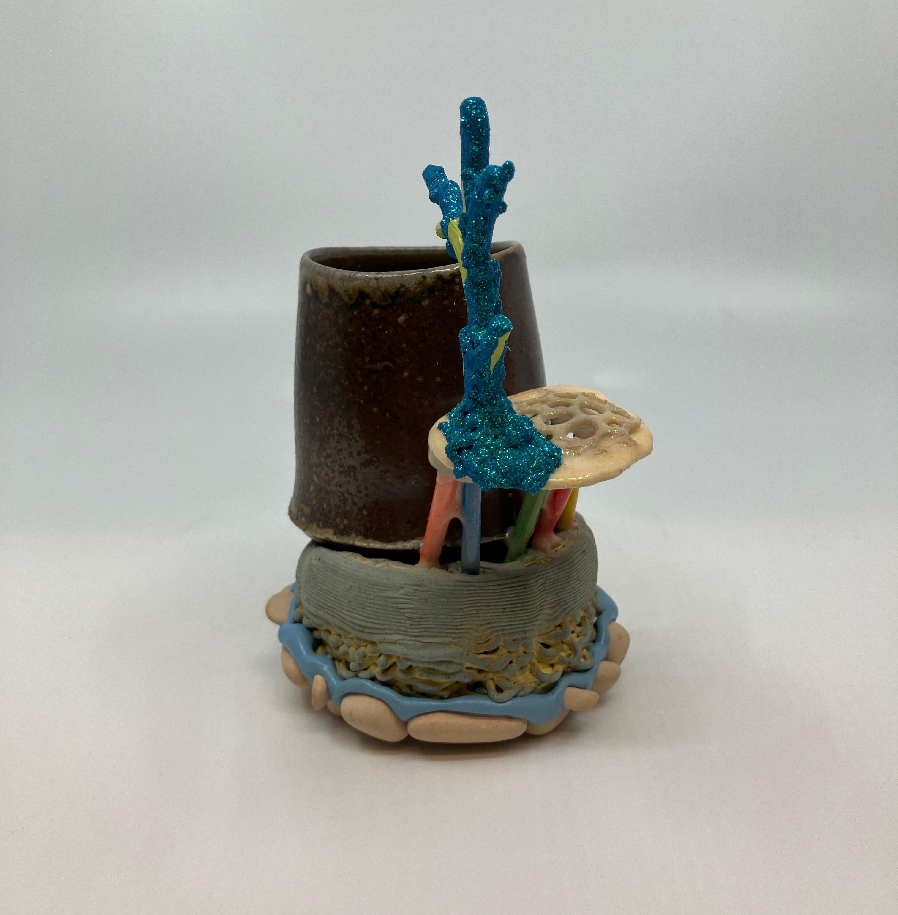 Contemporary, Mixed Media, Ceramic, Sculpture, Functional Mug, Utilitarian For Sale 4
