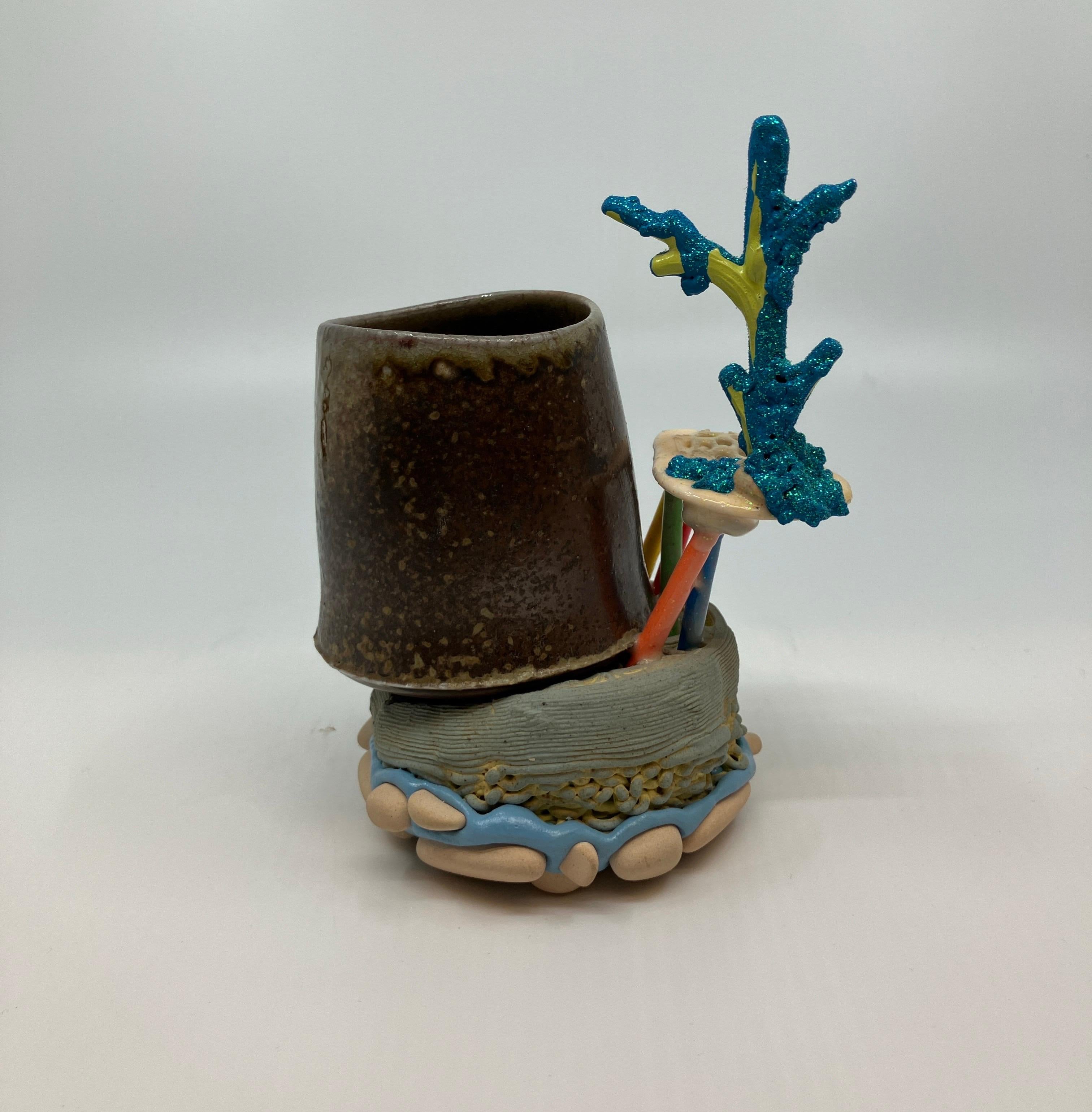 Contemporary, Mixed Media, Ceramic, Sculpture, Functional Mug, Utilitarian For Sale 5