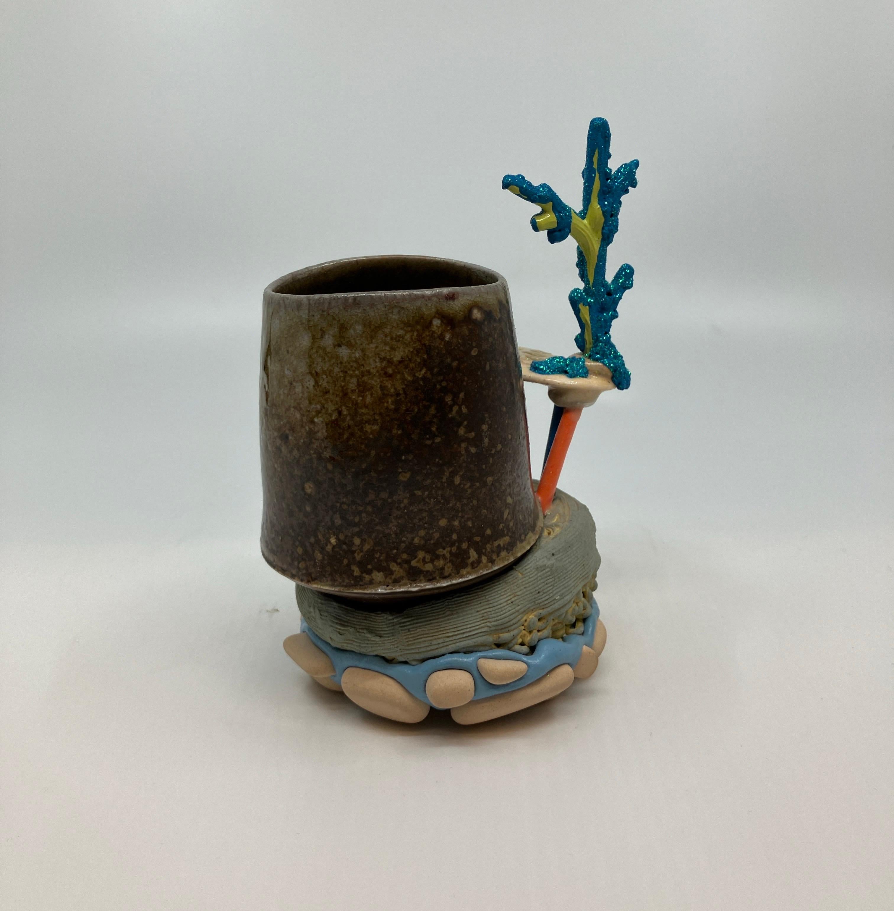 Contemporary, Mixed Media, Ceramic, Sculpture, Functional Mug, Utilitarian For Sale 6