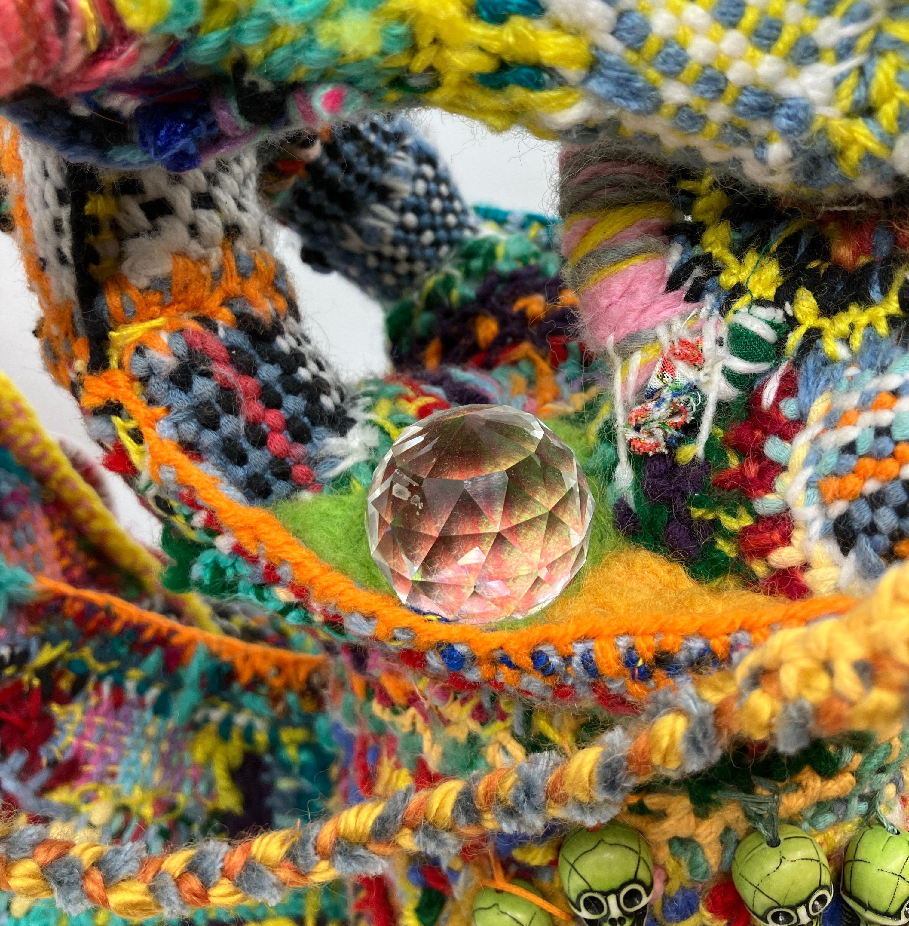 Hand Made, Woven and Crocheted Abstract Fiber Sculpture, Yarn, Felt, Mixed Media For Sale 6