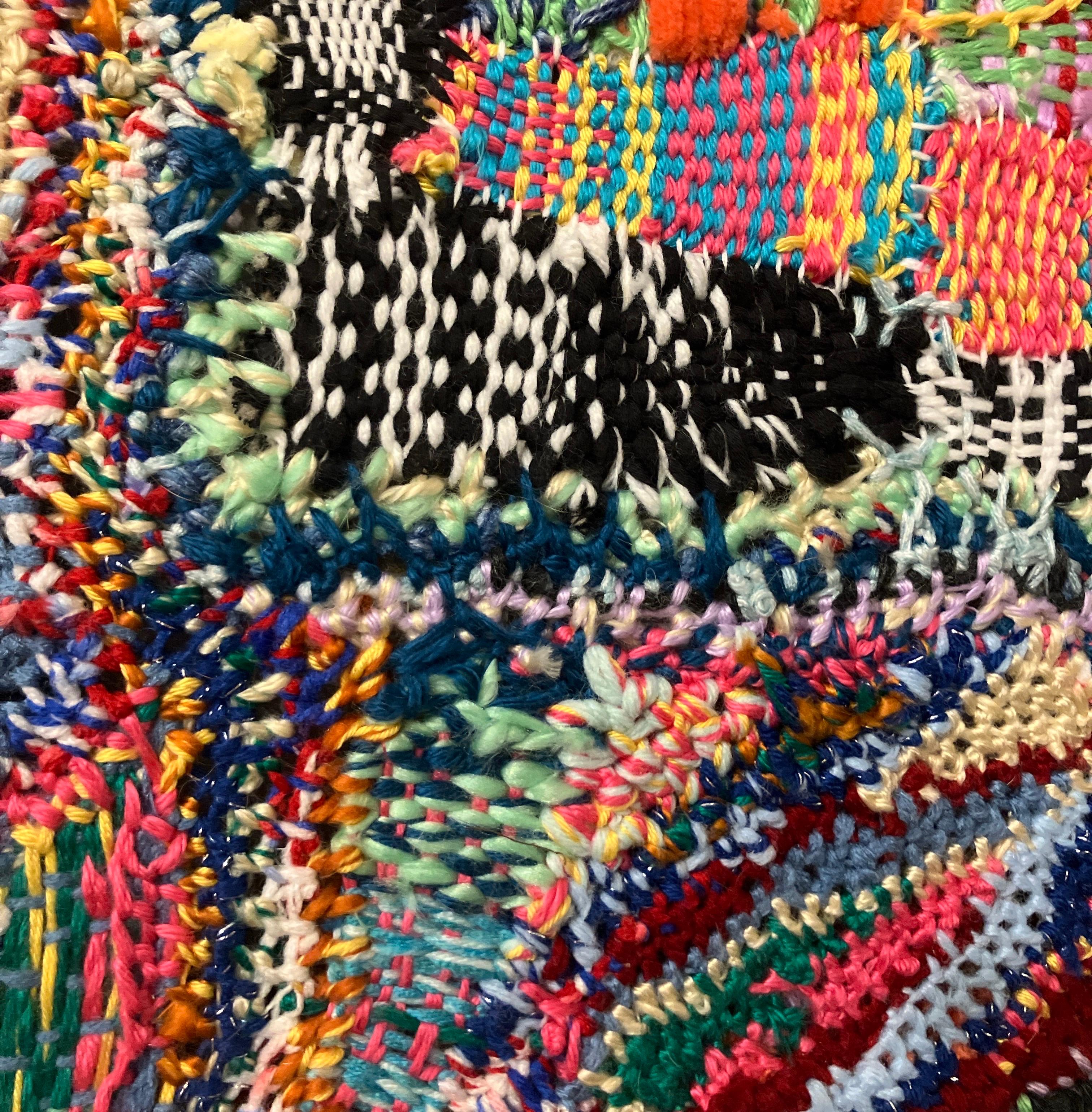 Hand Made, Colorful, Fiber Art, Wall Hanging, Stretched on Canvas Bars, Meyer For Sale 1
