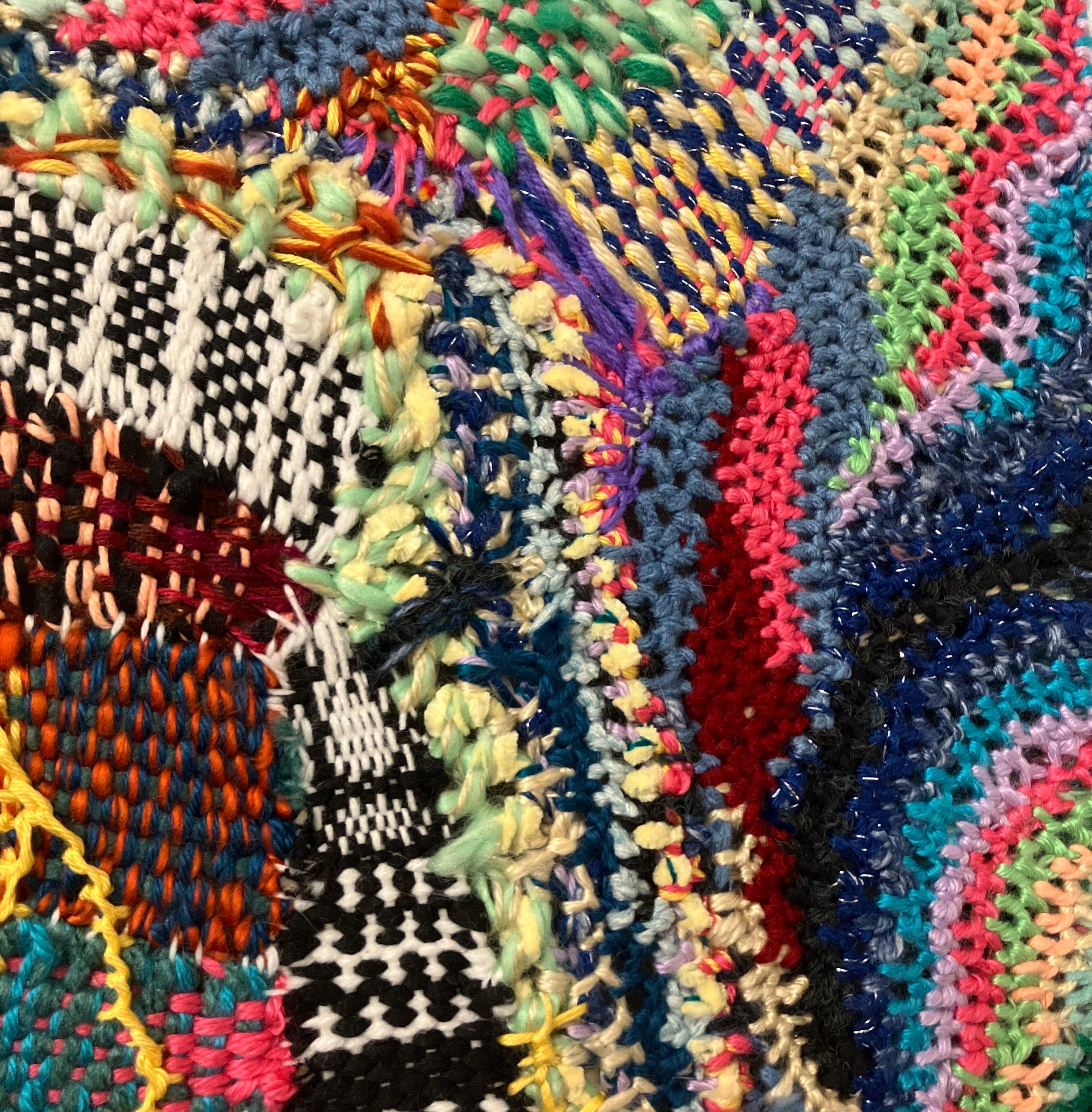 Hand Made, Colorful, Fiber Art, Wall Hanging, Stretched on Canvas Bars, Meyer For Sale 2
