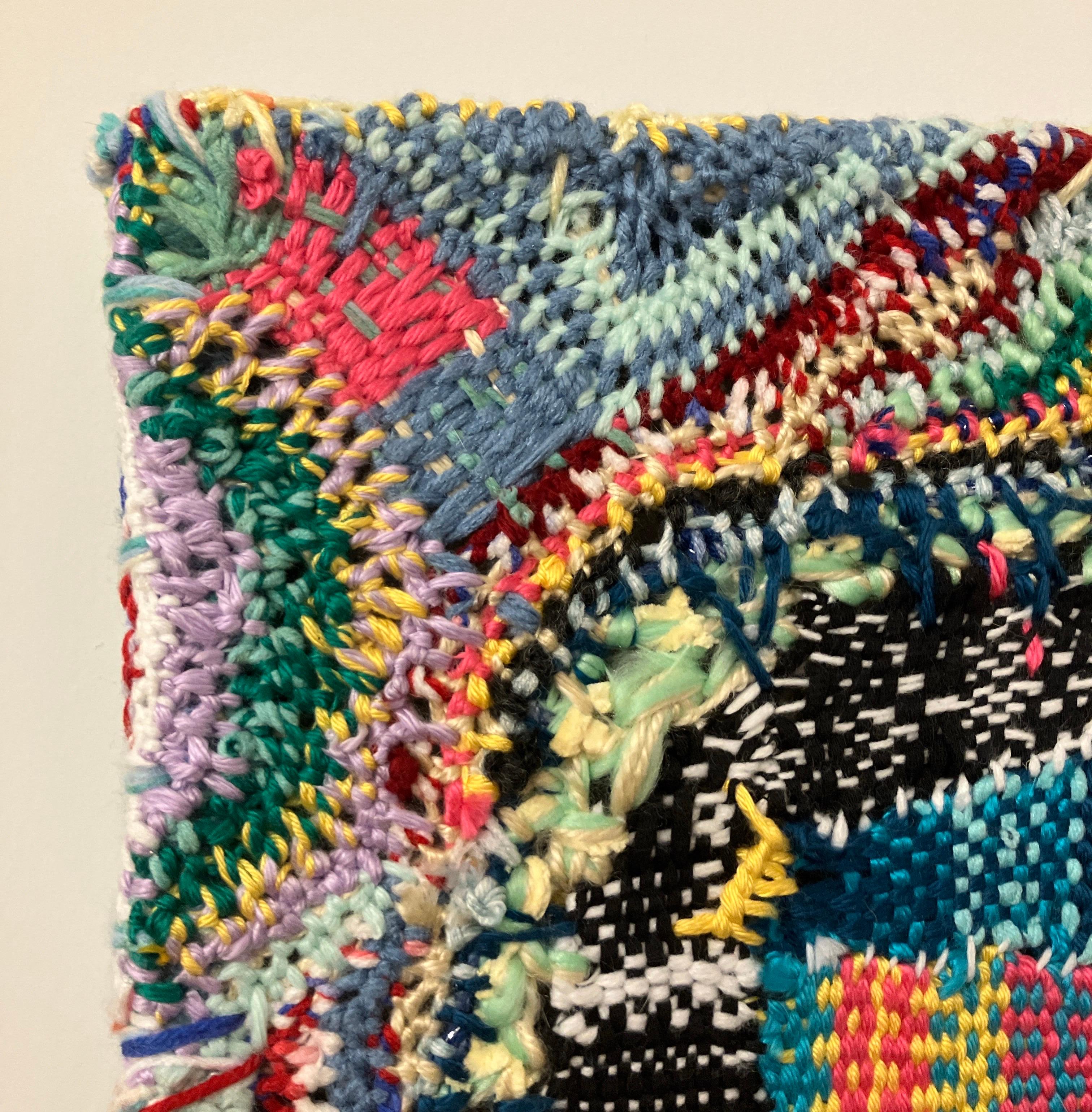 Hand Made, Colorful, Fiber Art, Wall Hanging, Stretched on Canvas Bars, Meyer For Sale 3