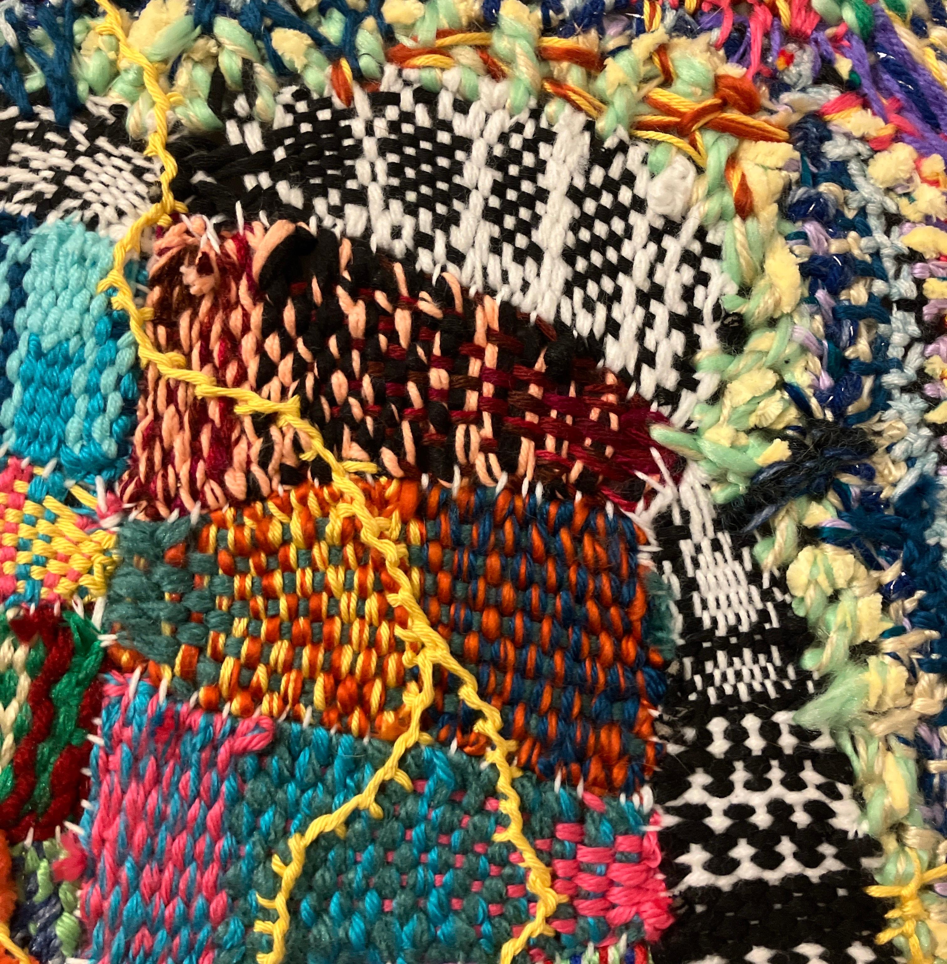 Hand Made, Colorful, Fiber Art, Wall Hanging, Stretched on Canvas Bars, Meyer For Sale 4