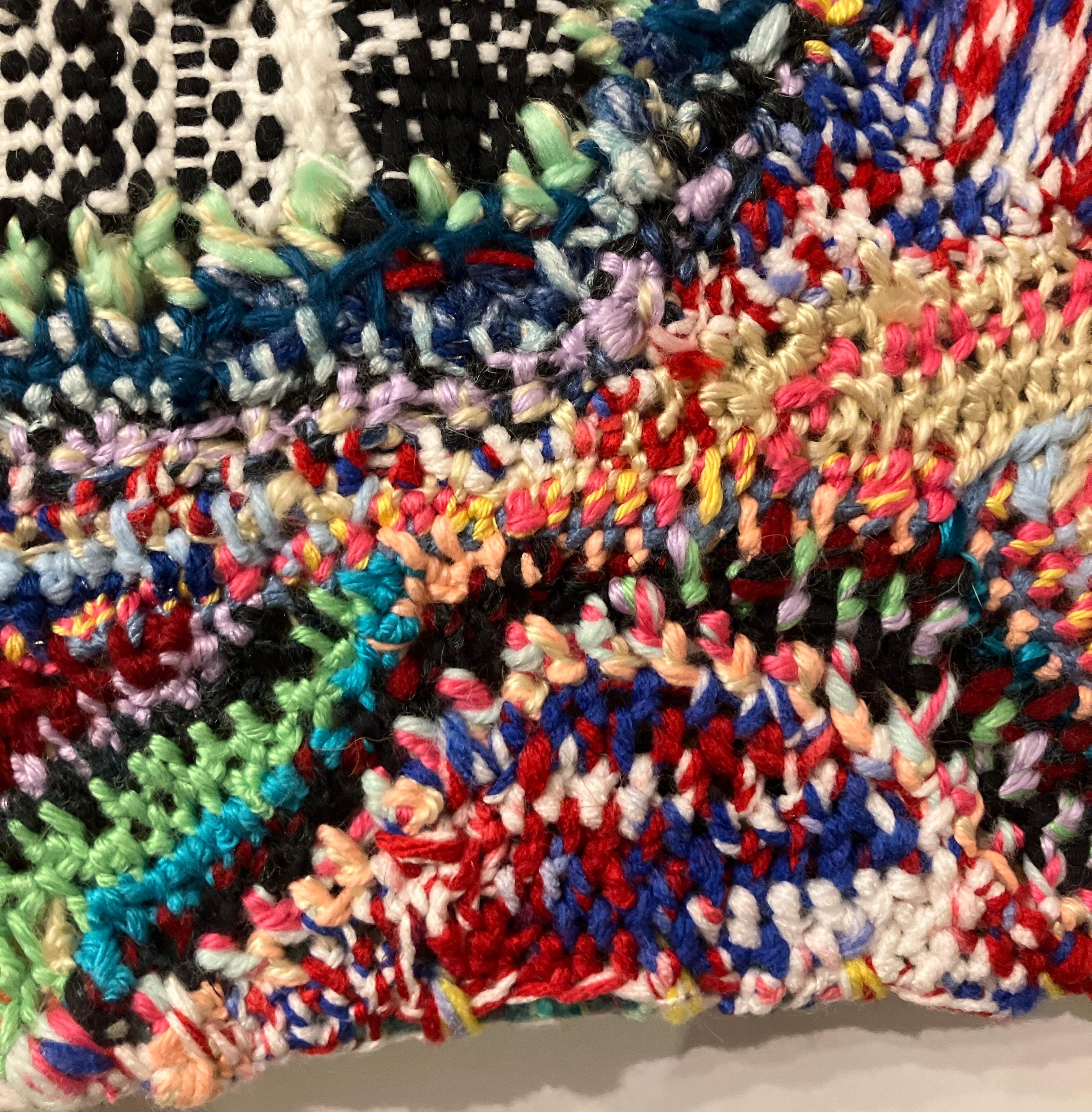 Hand Made, Colorful, Fiber Art, Wall Hanging, Stretched on Canvas Bars, Meyer For Sale 5