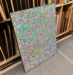 Colorful Abstract Acrylic Painting on Stretched Canvas, Intricate Detail Pattern