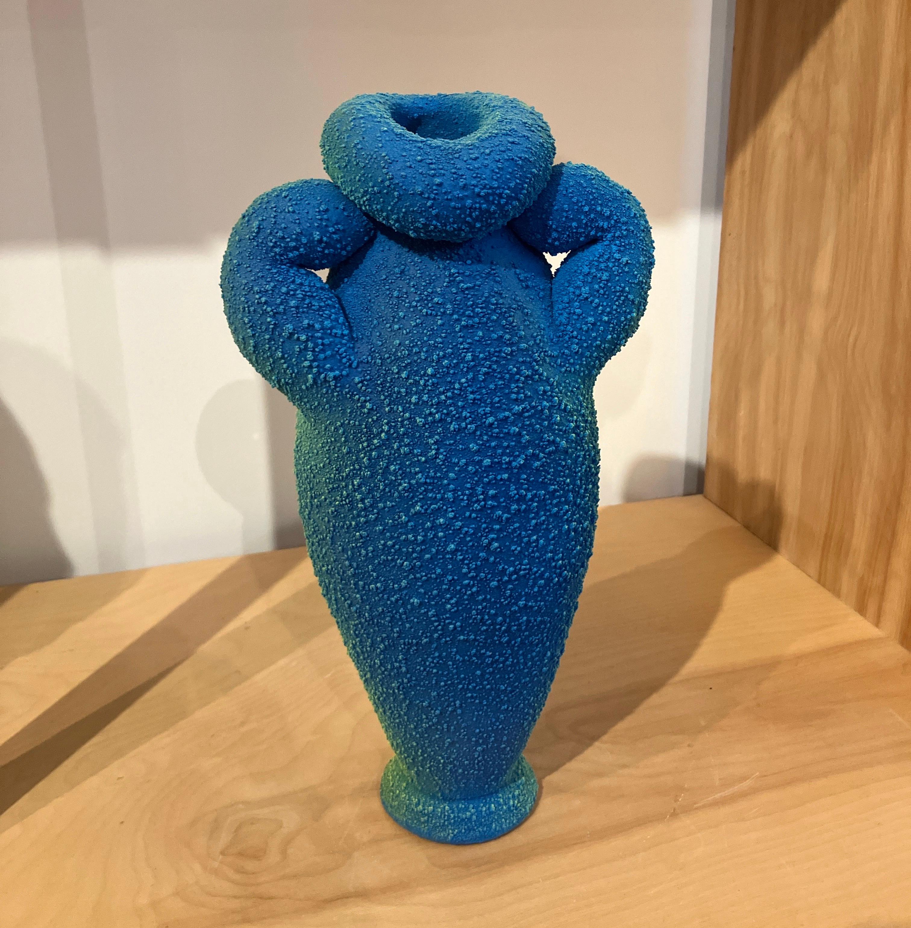 Contemporary Ceramic Sculpture, Mixed Media, Stoneware, Pigmented PVC Surface - Green Abstract Sculpture by Maxwell Mustardo