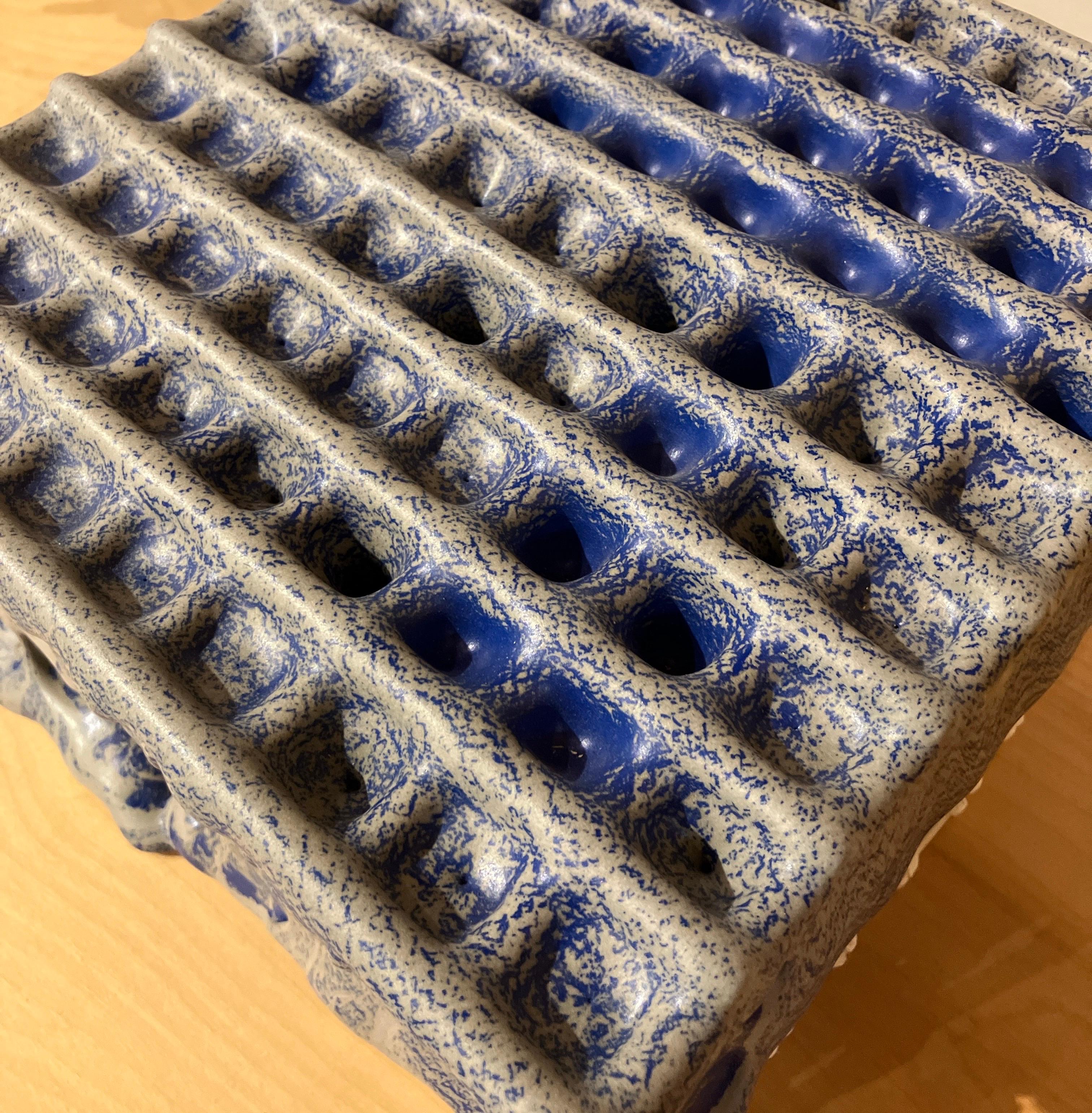 Contemporary Architectural Sculpture, Glazed Ceramic, Porcelain, Blue, Structure For Sale 2