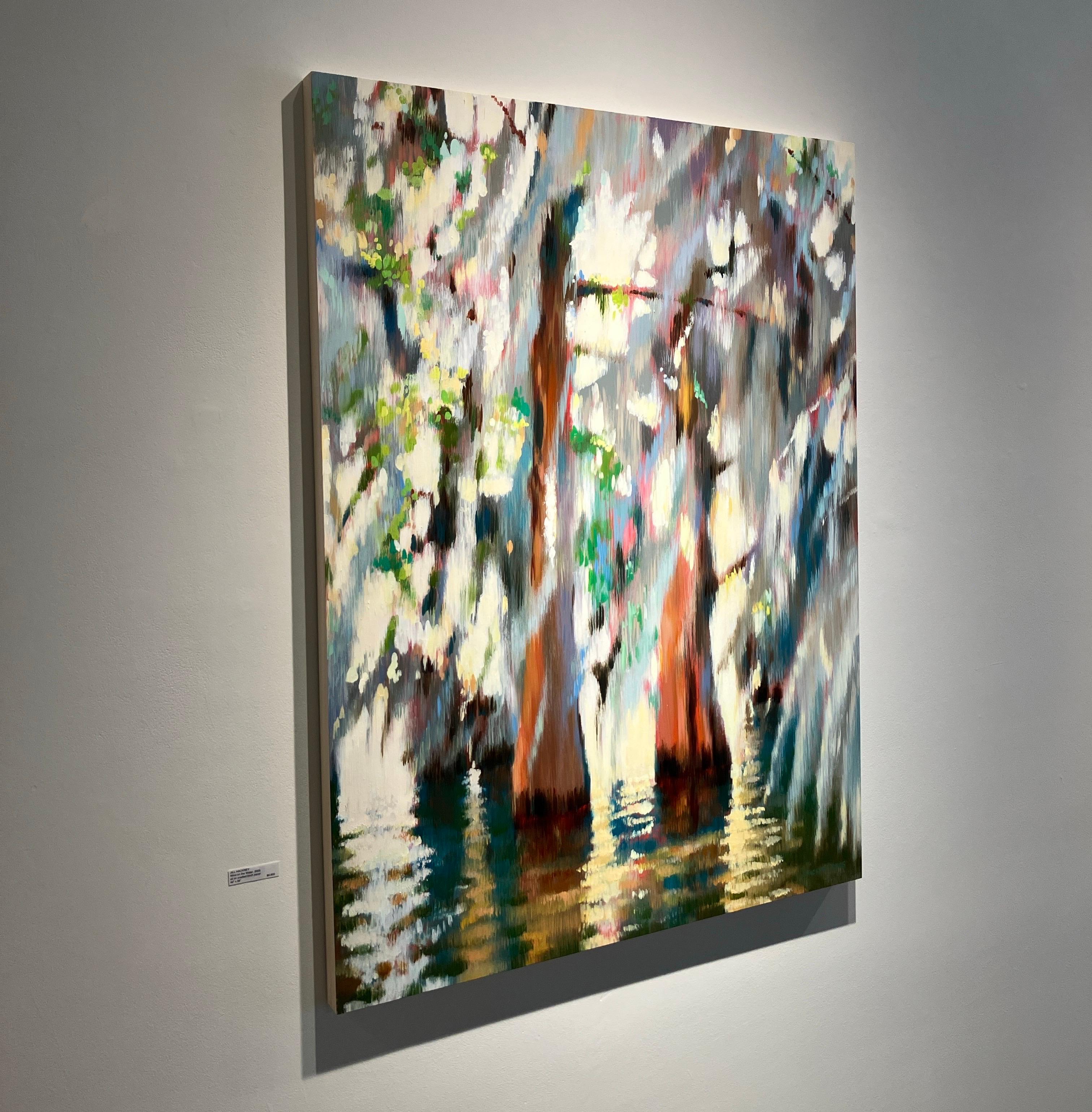 Impressionist Style Landscape Painting, Swamp, Water, Oil on Panel, Jill Hackney For Sale 3