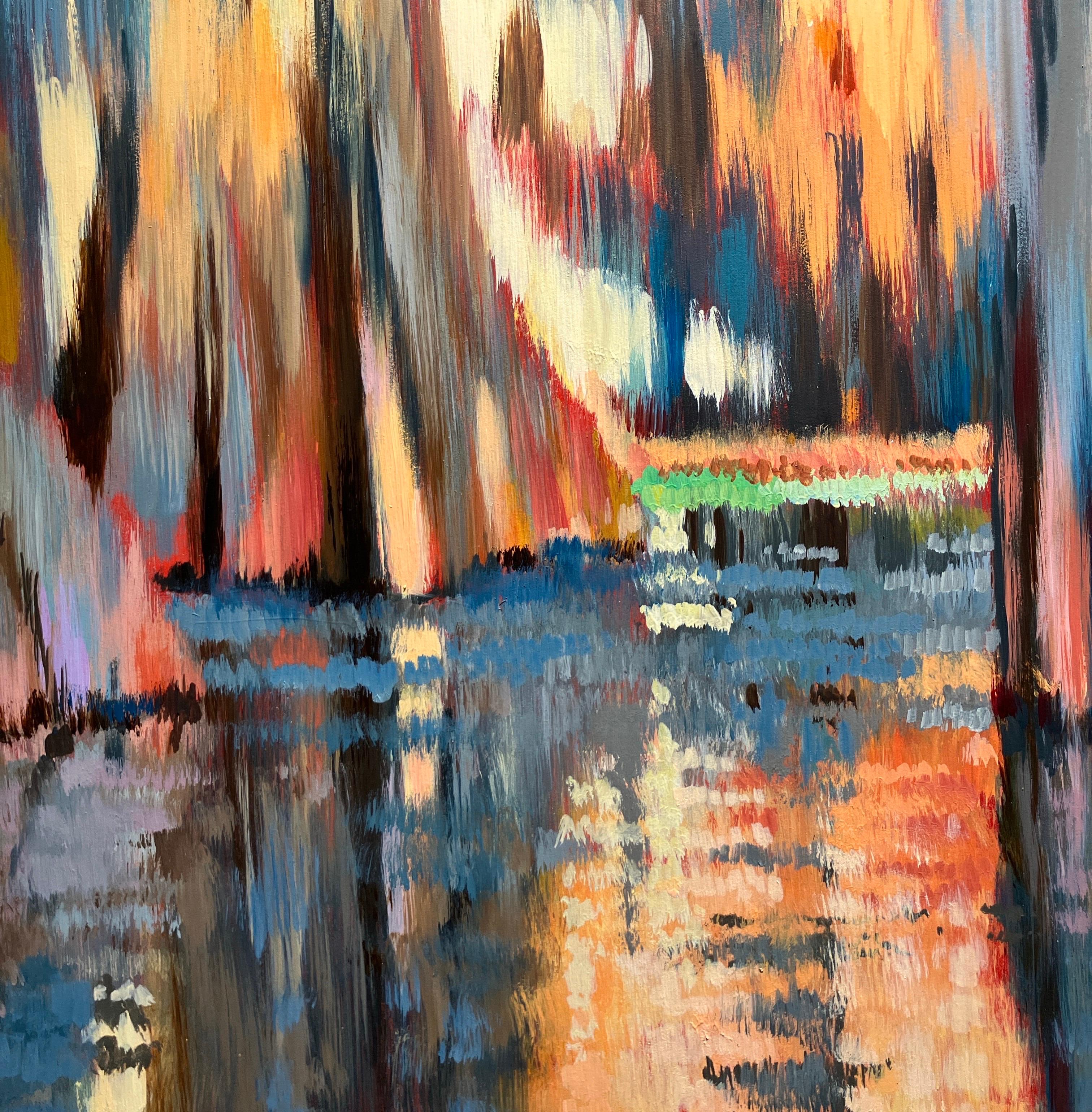 Impressionist Style Landscape Painting, Swamp, Water, Oil on Panel, Jill Hackney For Sale 4
