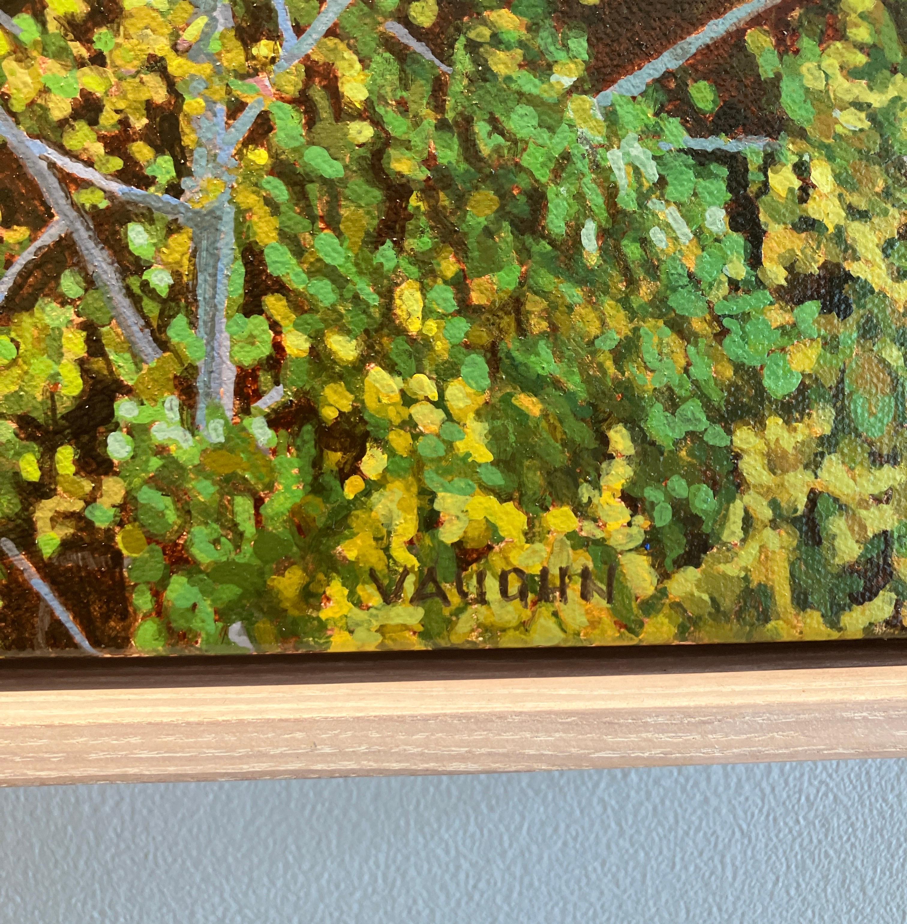 Photorealistic Oil Painting, Framed in Pine, Aspens at Dawn, Landscape, Trees For Sale 5