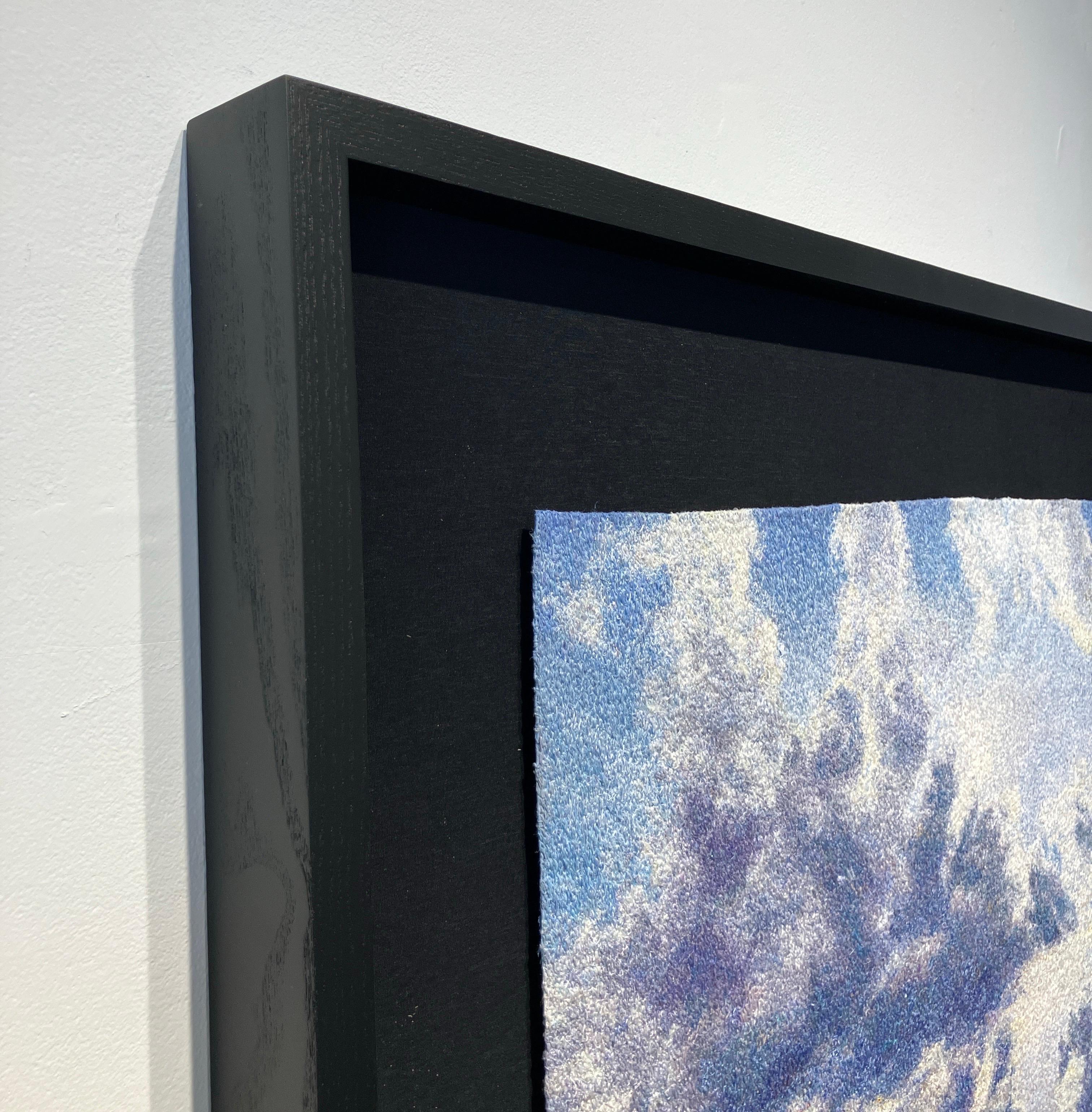 Photorealistic Embroidery, Framed, Landscape, Big Sky, Clouds, Trees, Fiber Art - Gray Landscape Painting by Carol Shinn