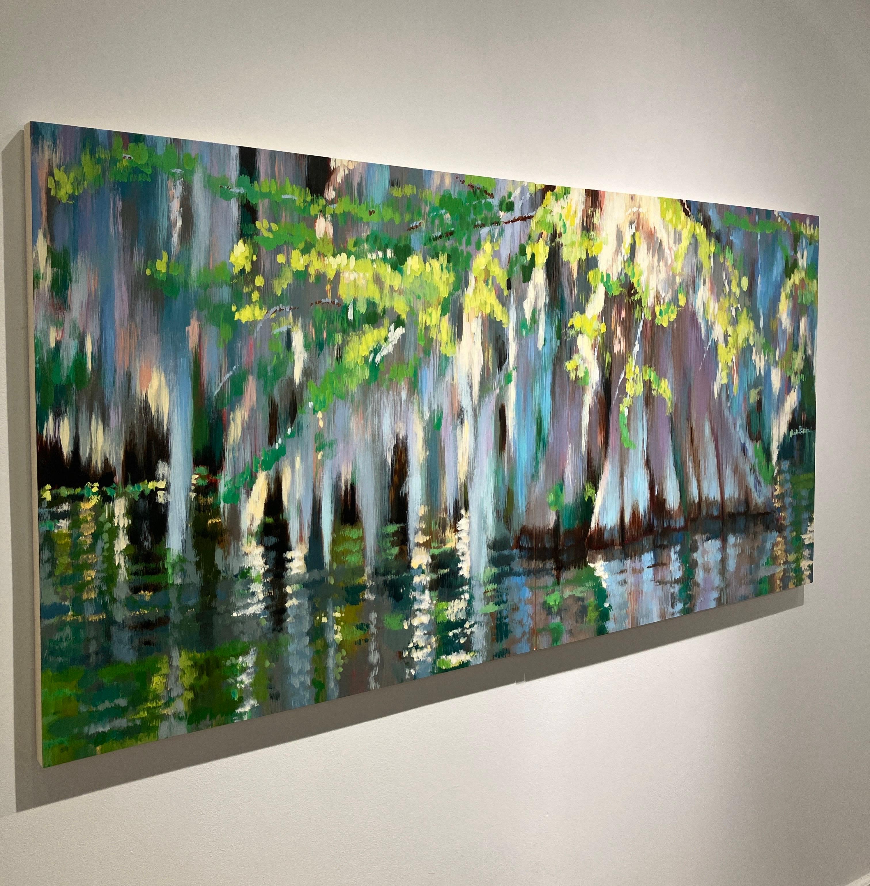 Impressionist Style Landscape Painting, Diptych, Swamp, Water, Oil on Panel For Sale 3