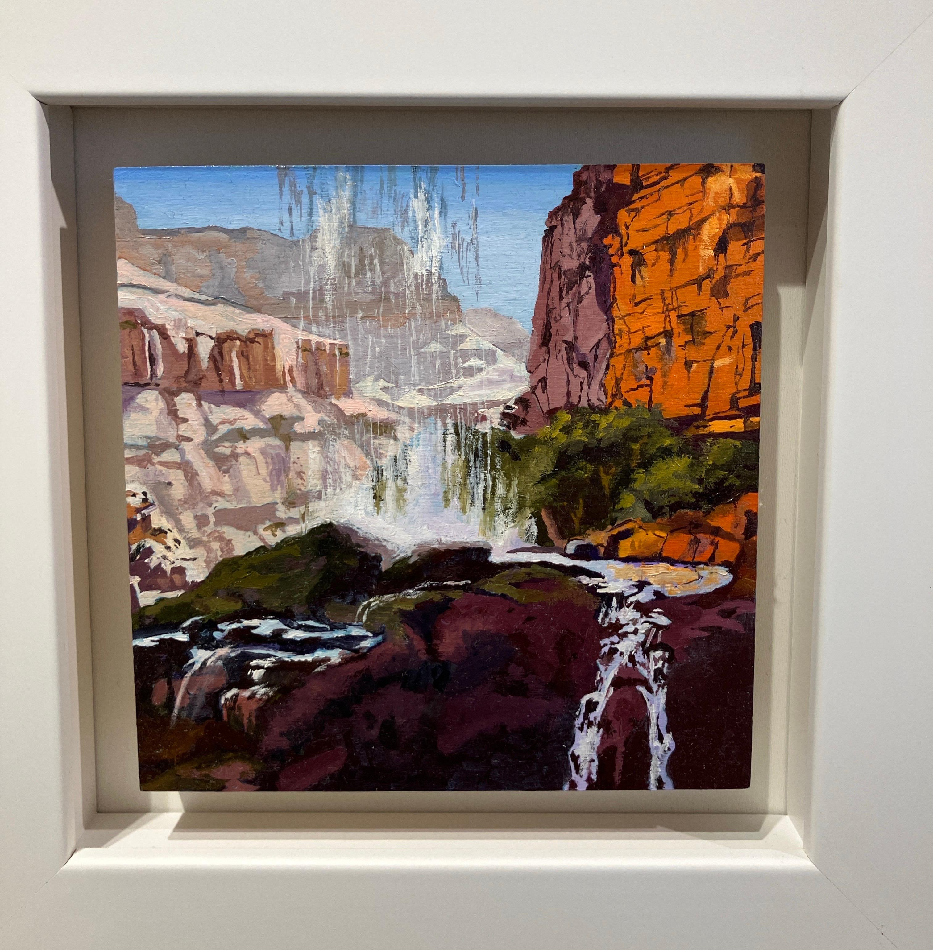 Small Scale Landscape Oil Painting on Panel, Framed, Earth Tones, Steve Cope For Sale 4