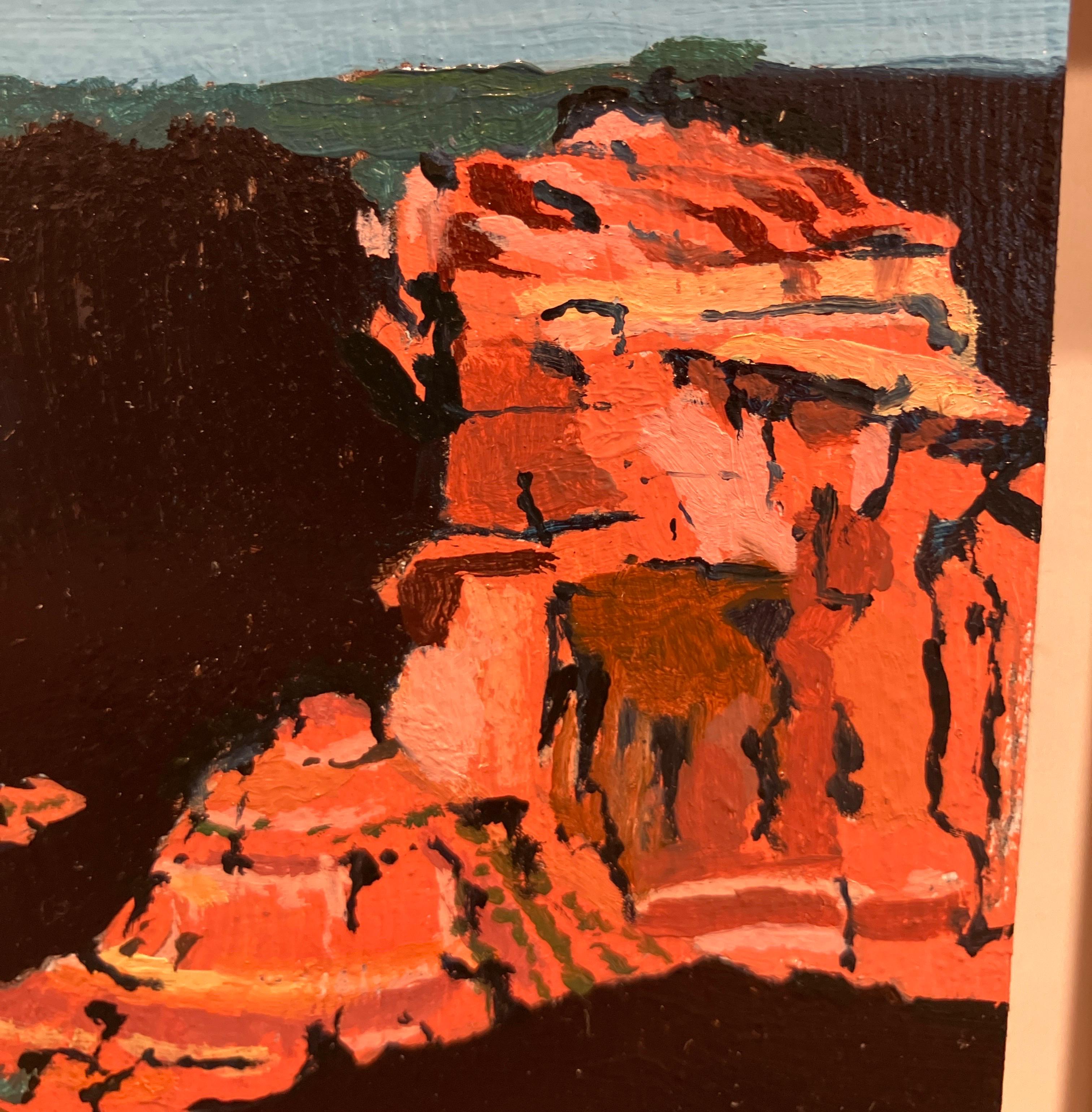 Small Scale Landscape Oil Painting on Panel, Framed, Earth Tones, Steve Cope For Sale 6