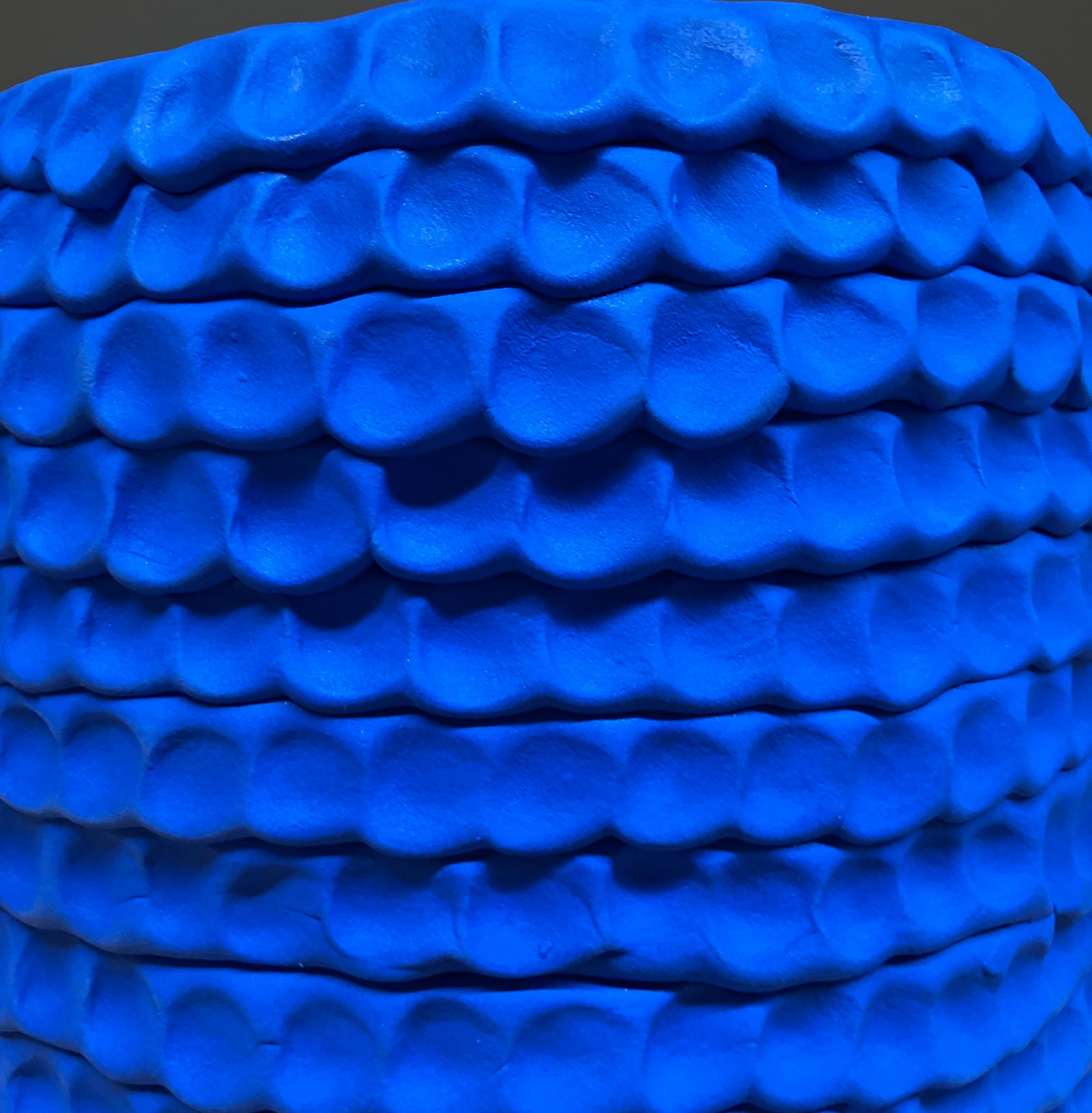 Contemporary Ceramic Sculpture, Blue, Stoneware, Underglaze, Pinch Pot For Sale 2