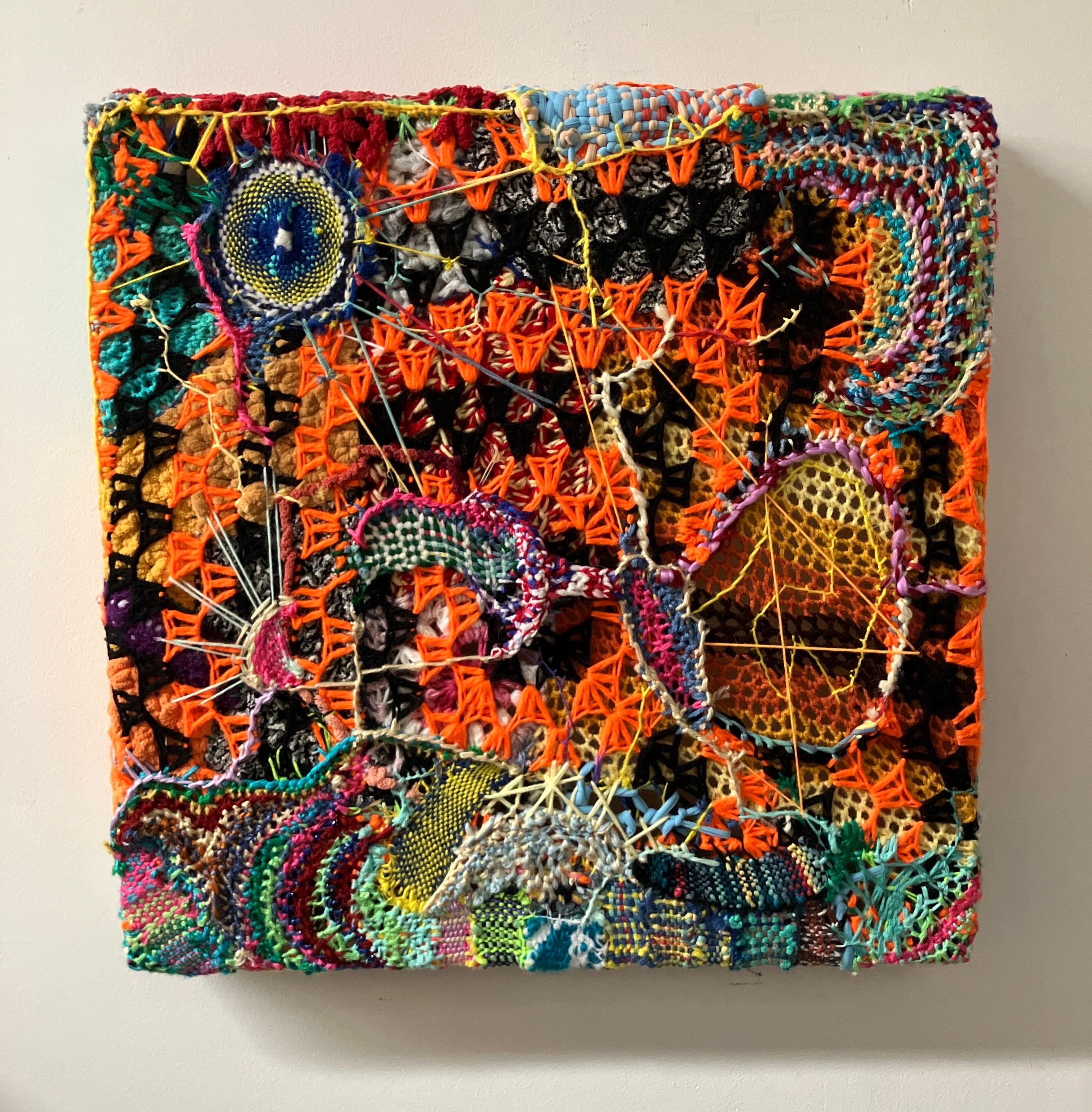 Contemporary Textile, Fiber, Wall Sculpture, Psychedelic, Woven, Crocheted

Groot Foundation Grant Honorable Mention Recipient 2025

Terraforming Consciousness by Ethan Meyer is a powerful, contemporary textile sculpture that combines abstract form
