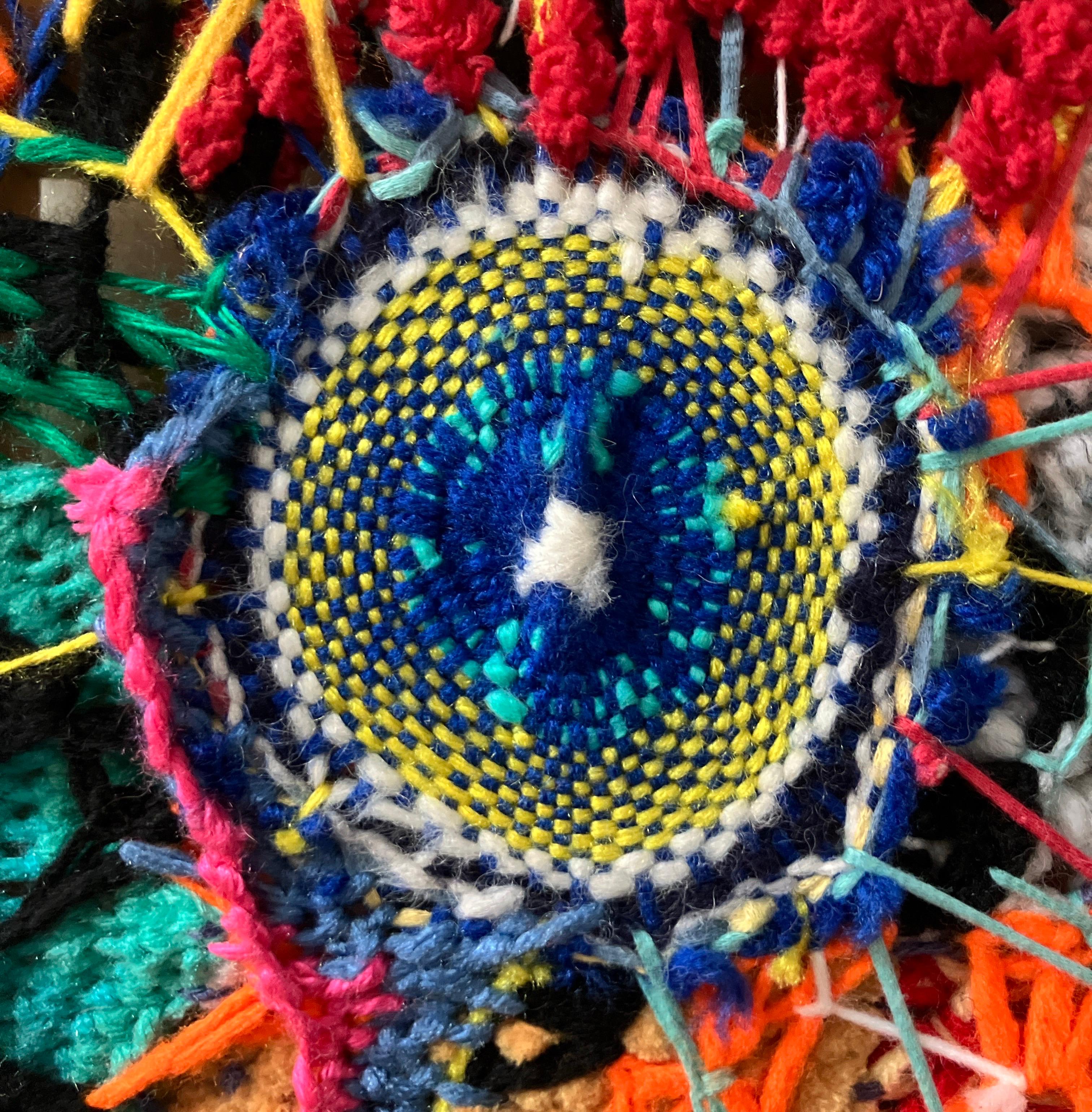 Contemporary Textile, Fiber, Wall Sculpture, Psychedelic, Woven, Crocheted For Sale 4